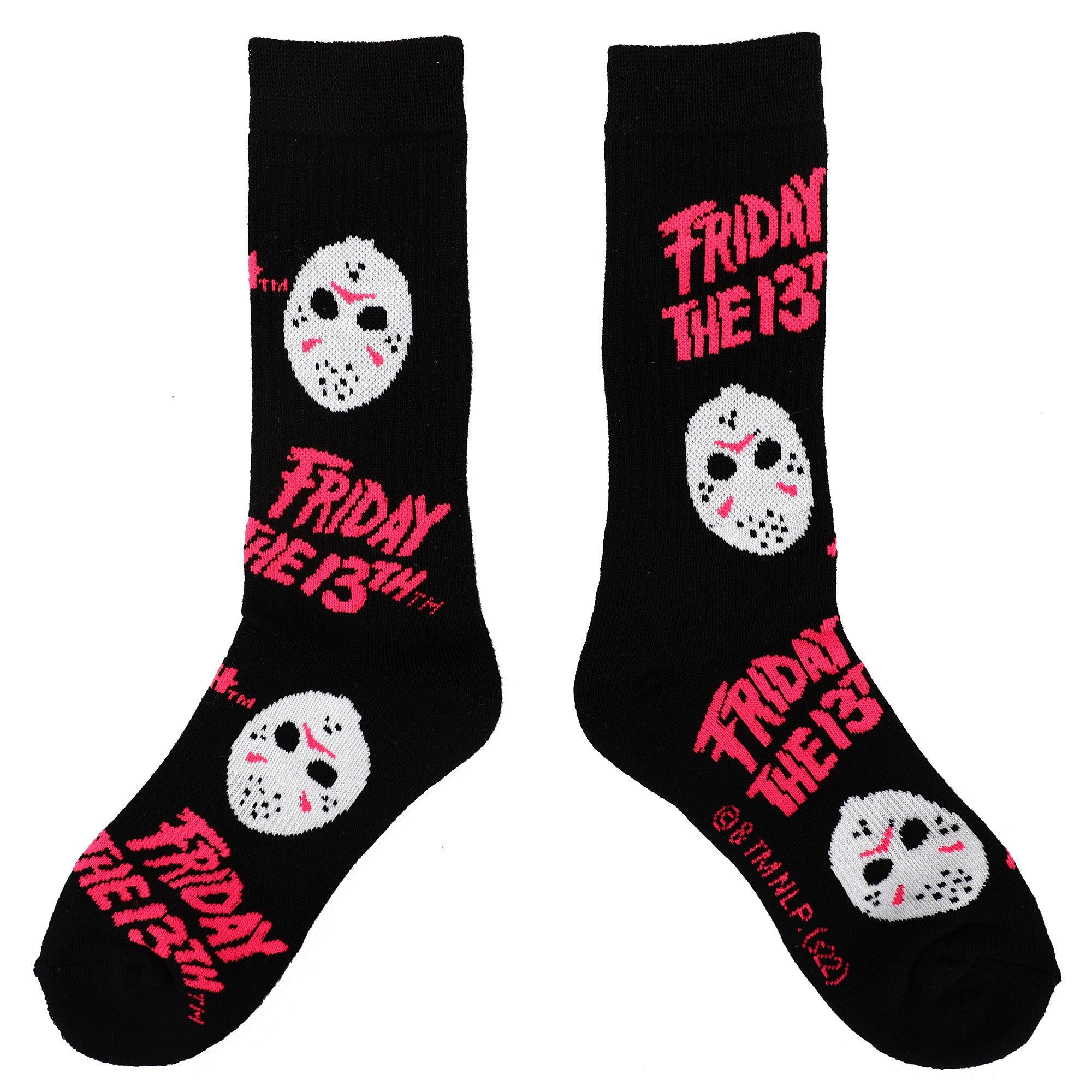 Friday The 13th Jason Voorhees Hockey Mask Men's Athletic Black Light Crew Socks