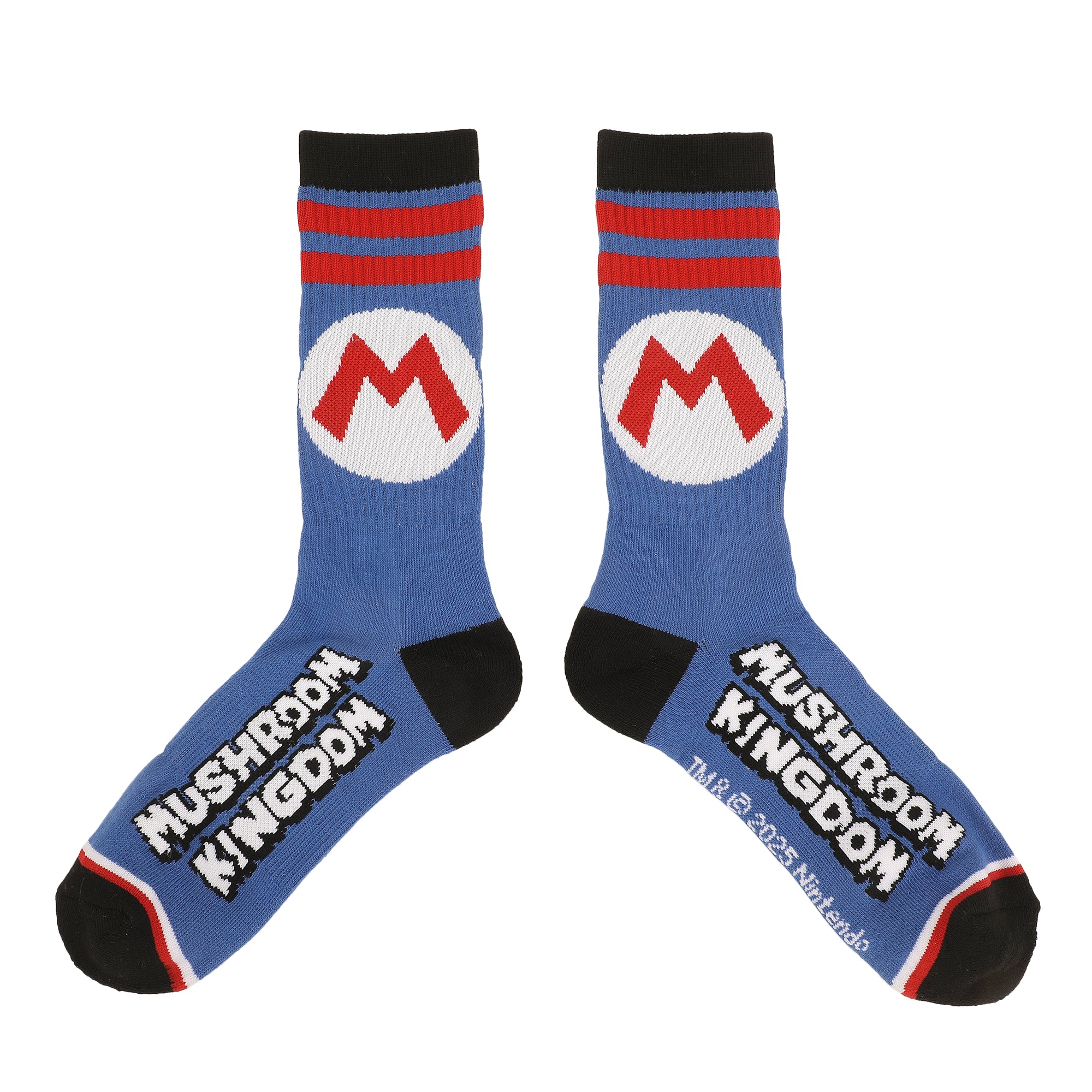 Super Mario Bros Mushroom Kingdom Mens Athletic Crew Socks