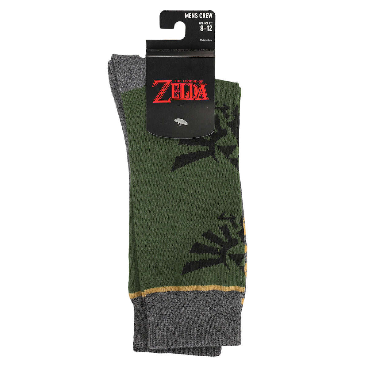 Legend of Zelda Triforce Icon on Olive and Gray Men's Casual Crew Socks