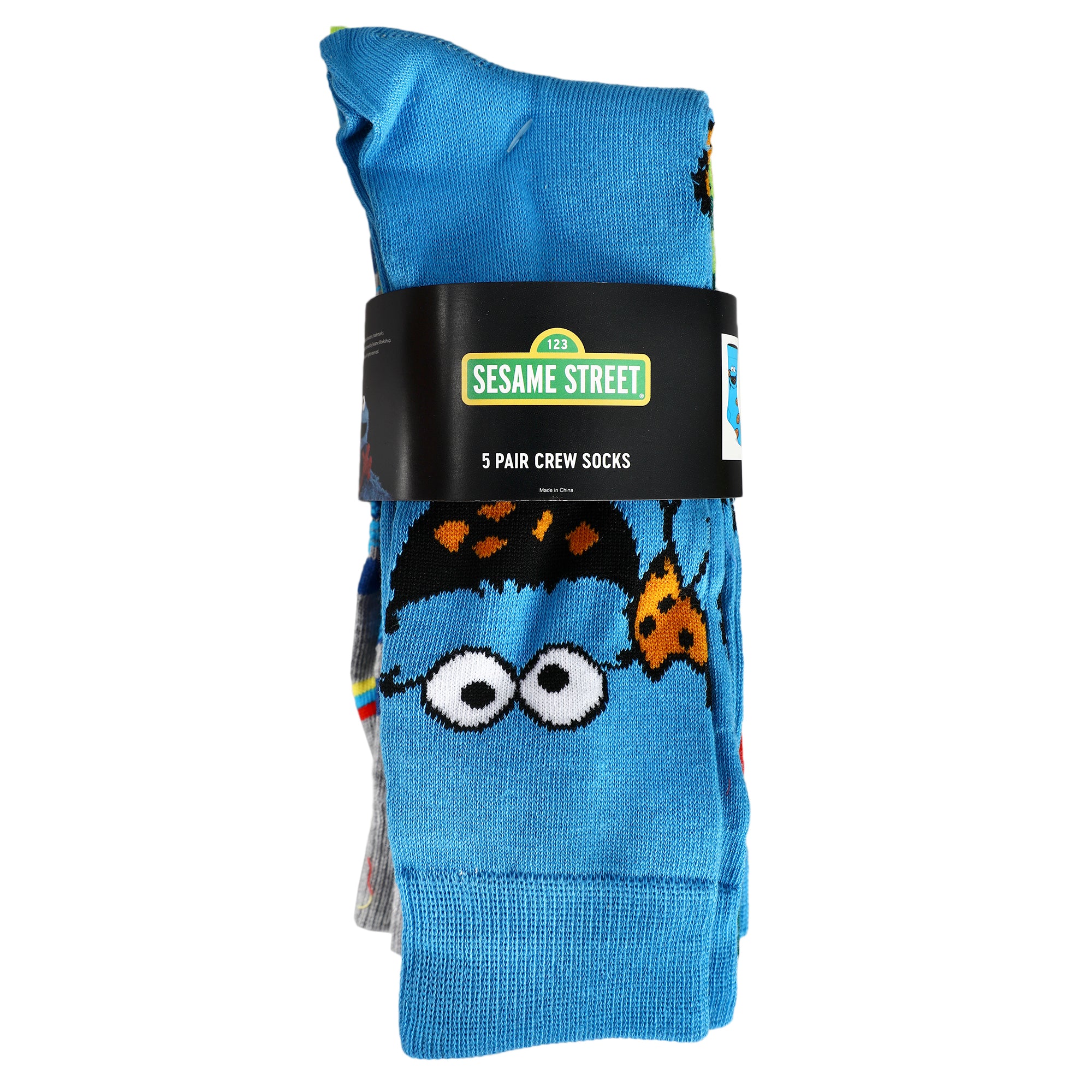 Sesame Street Muppet Characters Casual Crew Socks for Men 5-Pack