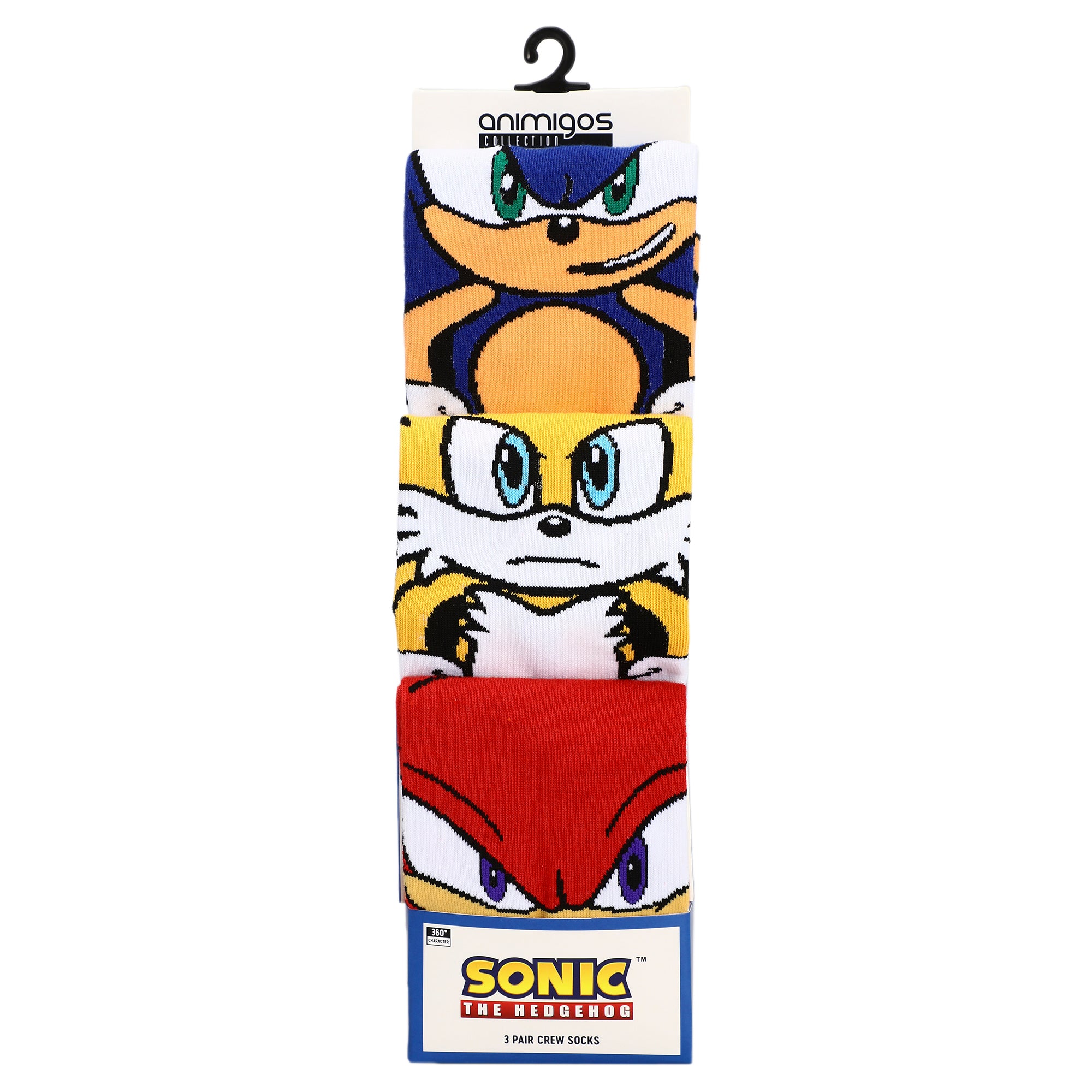 Sonic the Hedgehog Main Characters Animigos Casual Crew Socks Set for Men 3-Pack