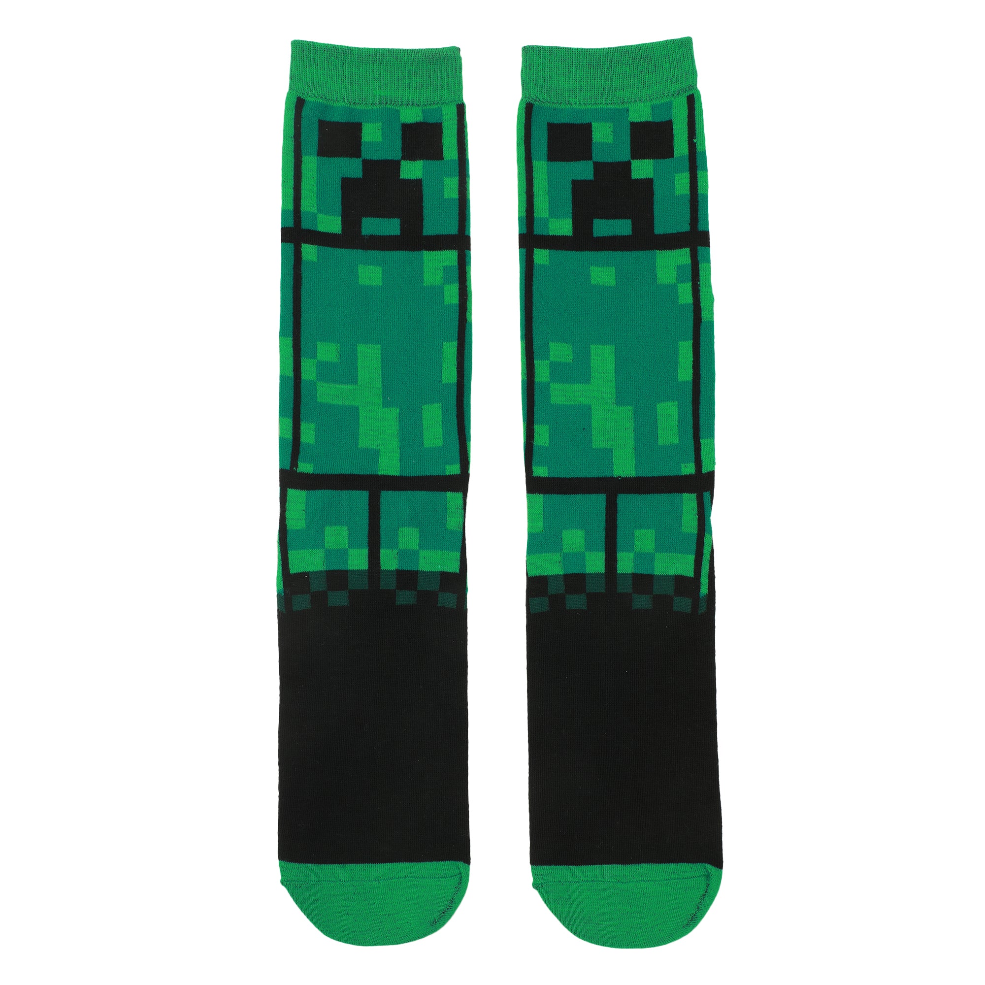 Minecraft Creepers Adult Green Casual Crew Socks-OSFA