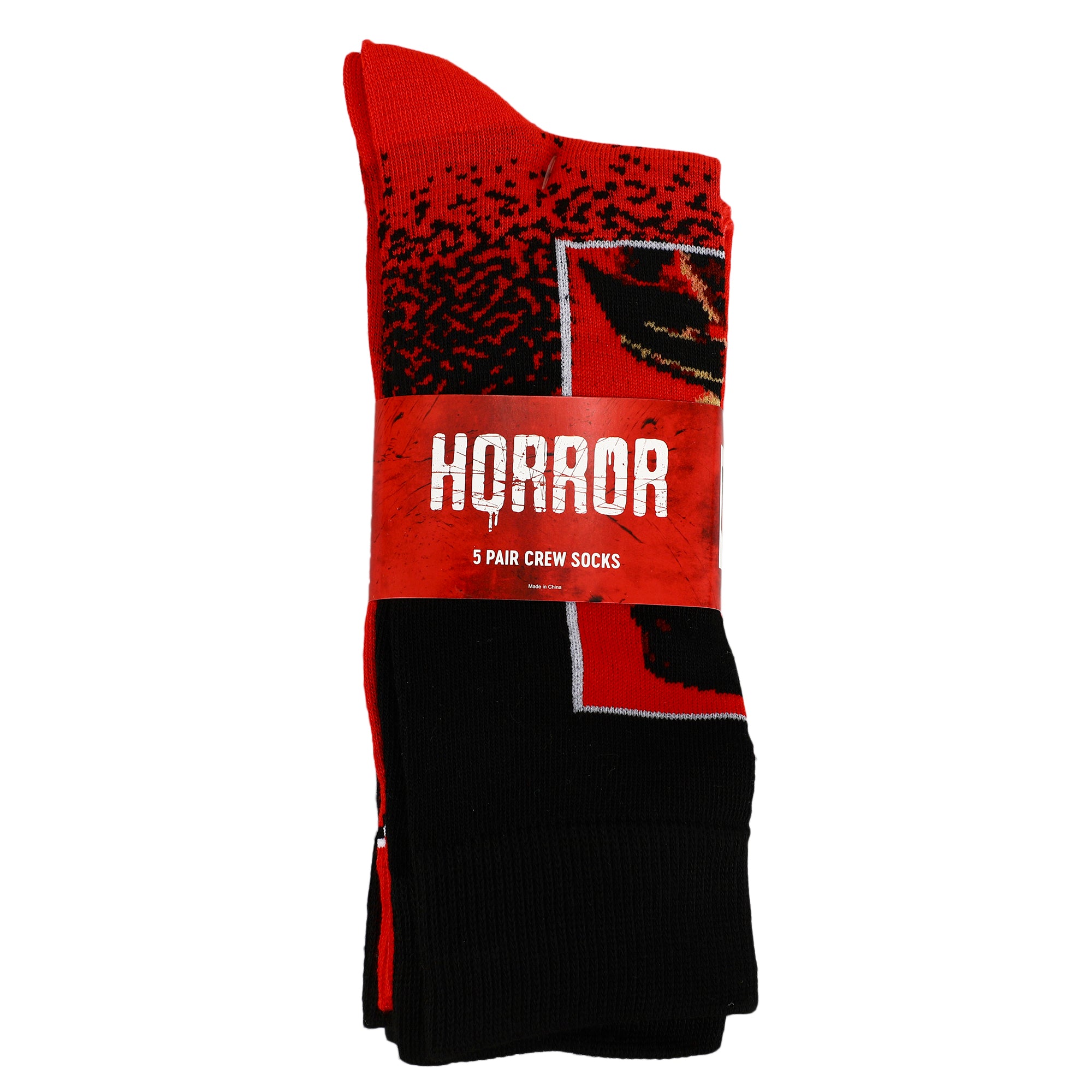 Warner Brothers Horror Movie Characters Men's 5-Pack Crew Socks