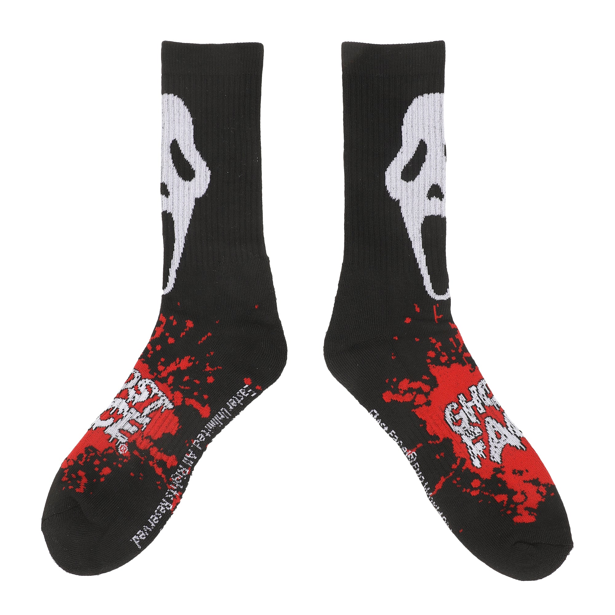 Ghostface Mask With Text and Splatter Mens Athletic Crew Socks