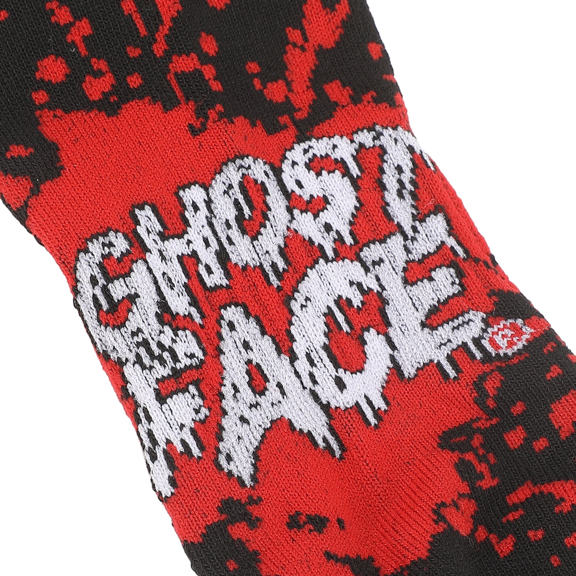 Ghostface Mask With Text and Splatter Mens Athletic Crew Socks