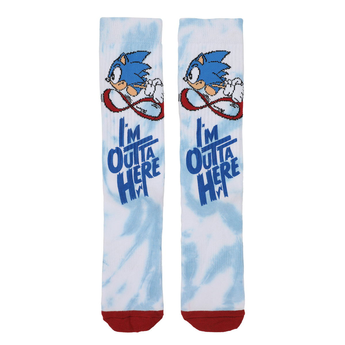 Sonic The Hedgehog I'm Outta Here Adult Tie-Dye Athletic Crew Socks