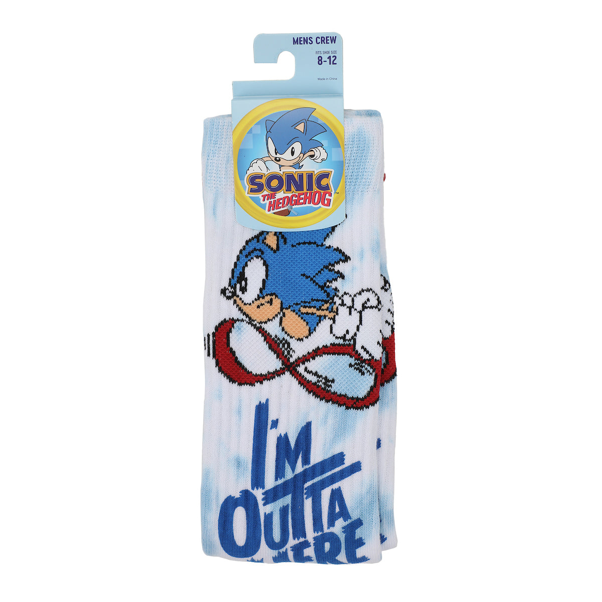 Sonic The Hedgehog I'm Outta Here Adult Tie-Dye Athletic Crew Socks