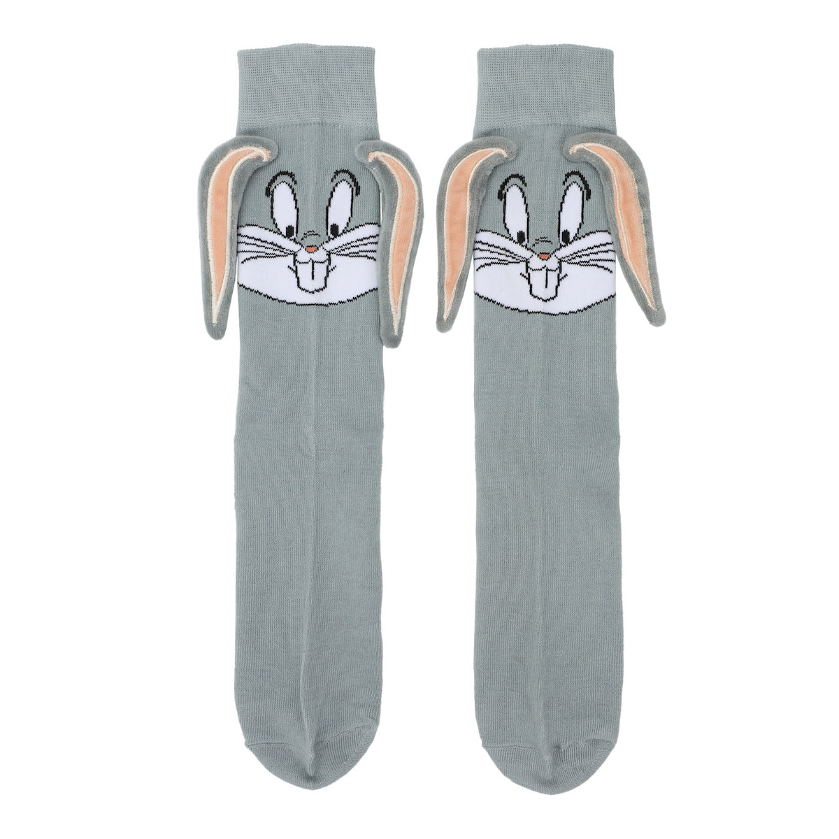 Looney Tunes Bugs Bunny With 3D Ear Attachments Gray Casual Crew Socks