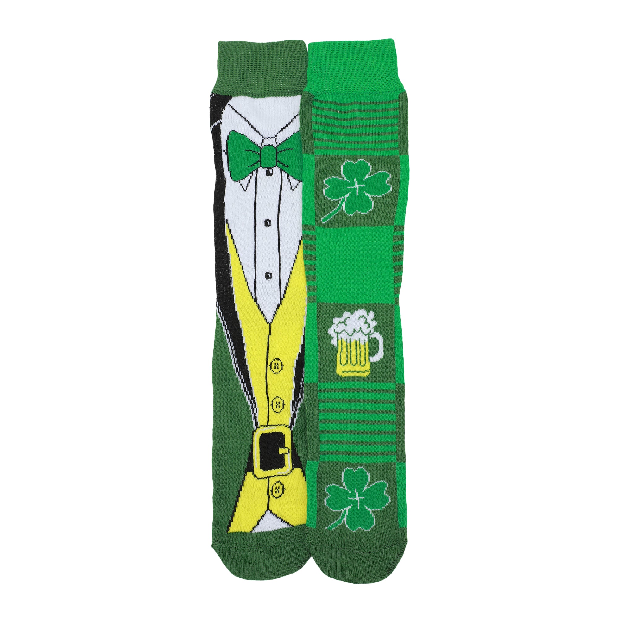 St. Patrick's Day Foaming Mugs & Tuxedo Men's 2-Pair Casual Crew Socks