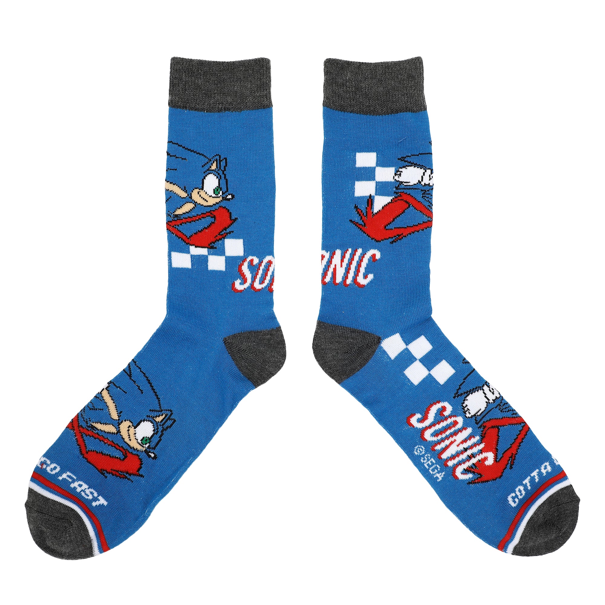 Sonic The Hedgehog Character Art Adult 5-Pair Casual Crew Socks-OSFA