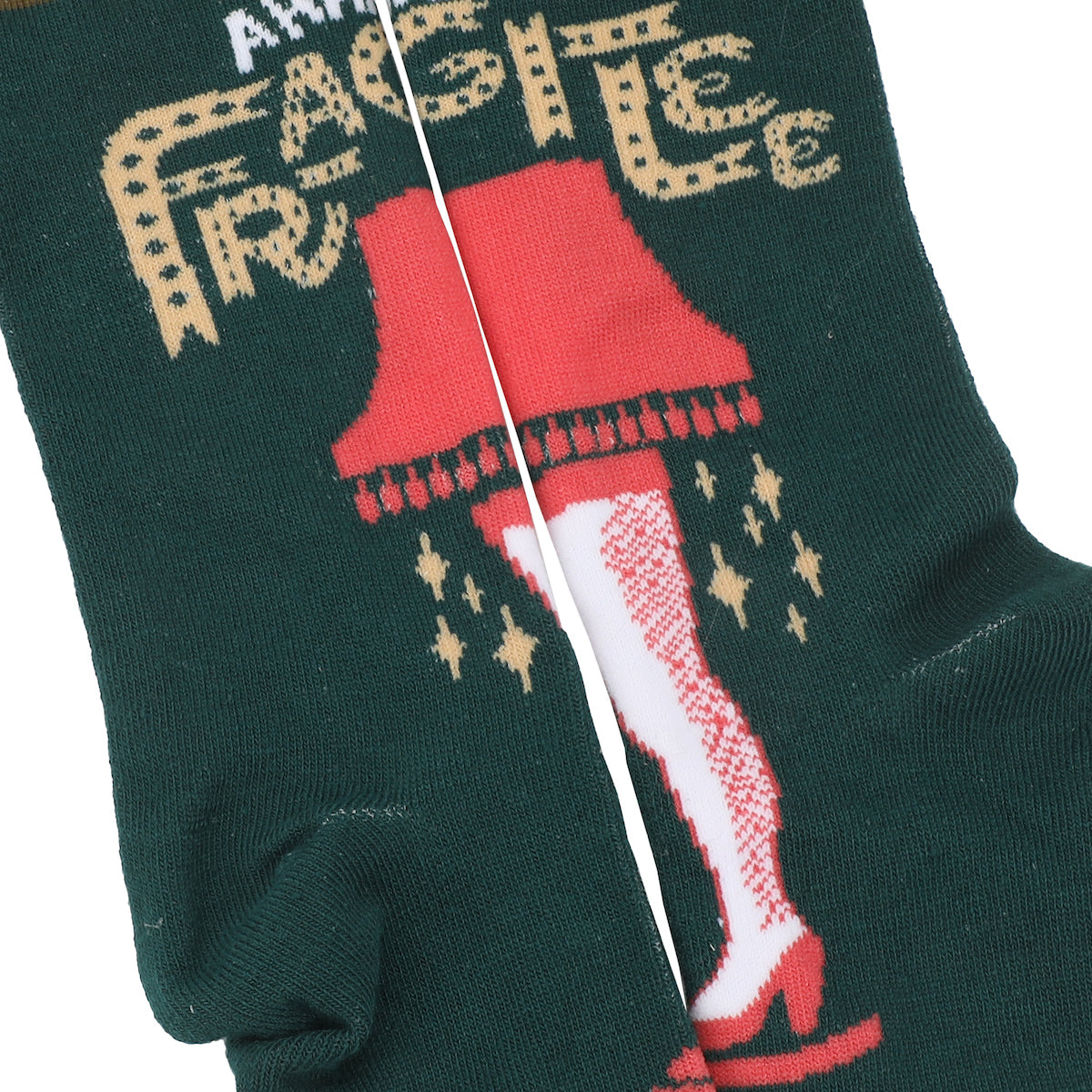 A Christmas Story Leg Lamp Adult Green Casual Crew Socks With 3D Tinsel