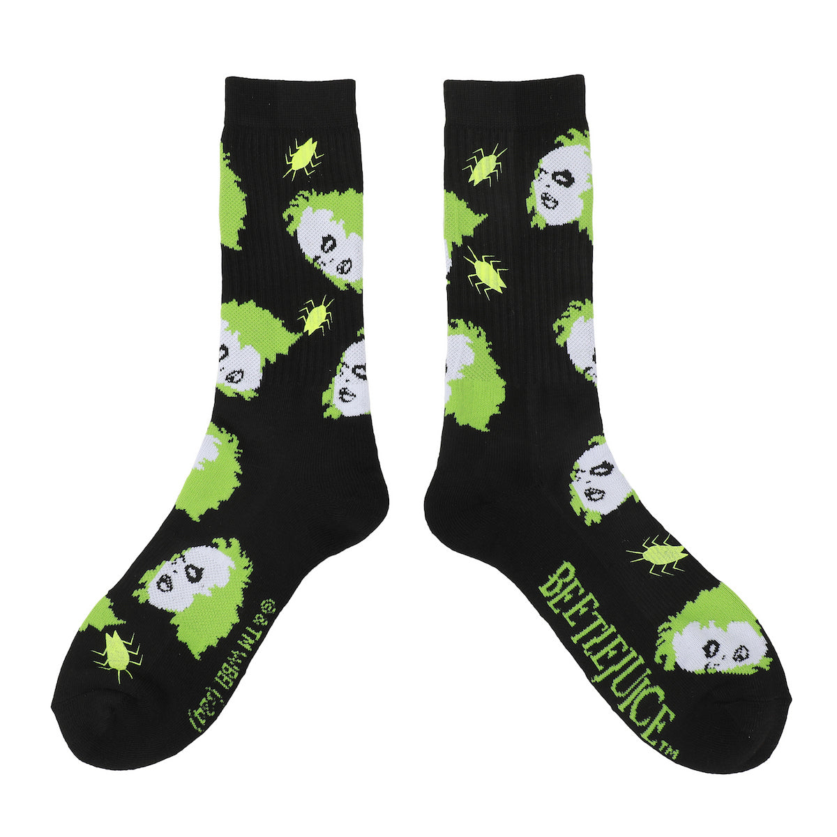Beetlejuice Color-Changing Betelgeuse Print Men's Black Athletic Crew Socks