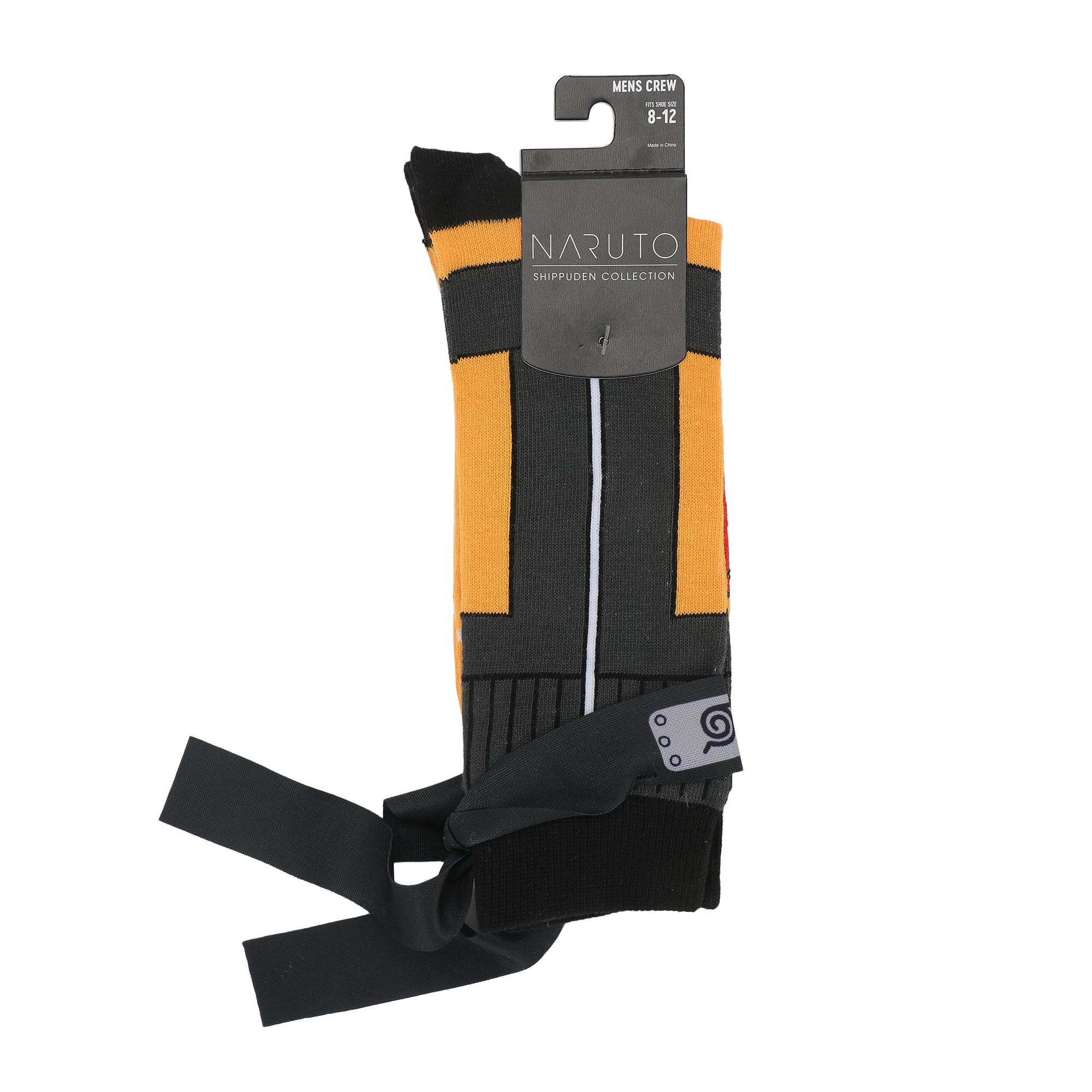 Naruto Shippuden Naruto Outfit Men's Casual Crew Socks With Attached Novelty Headbands