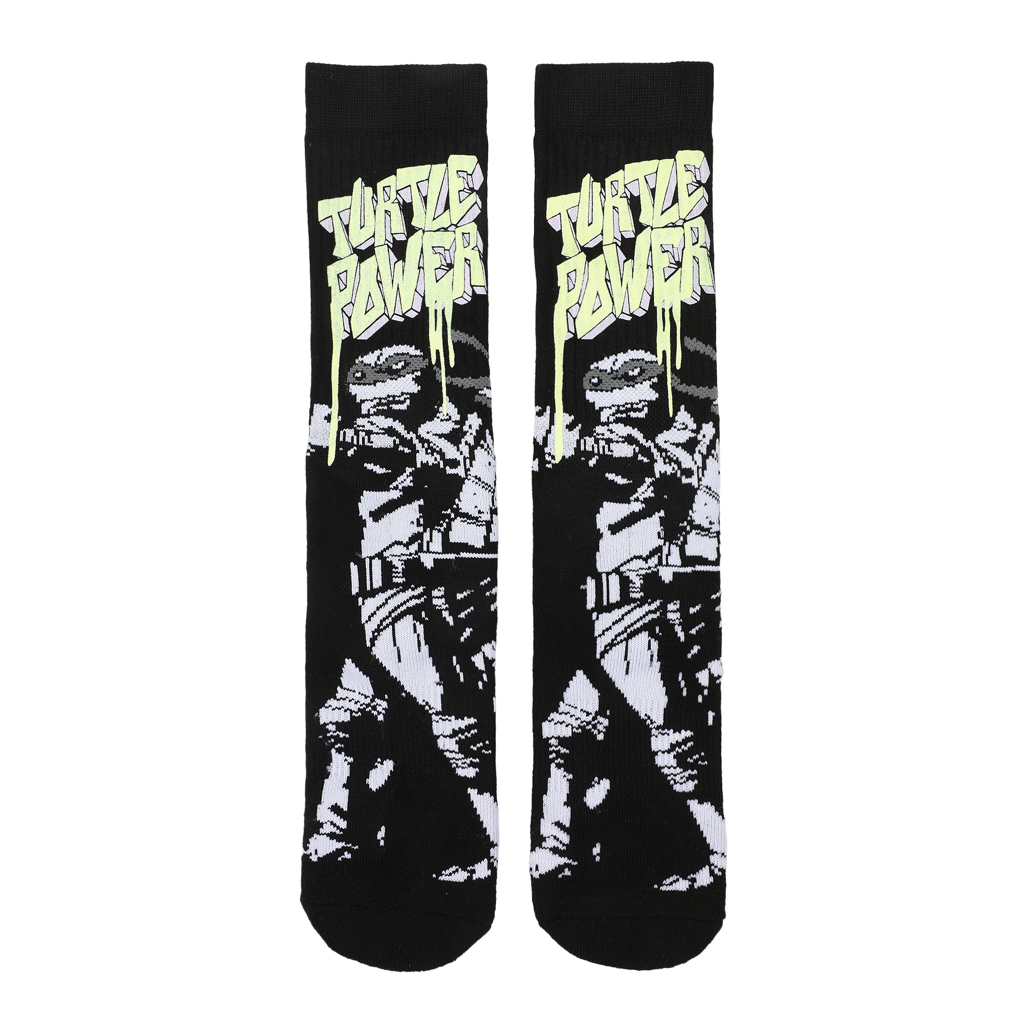 Teenage Mutant Ninja Turtles UV Color Change Turtle Power Men's Black Athletic Crew Sock