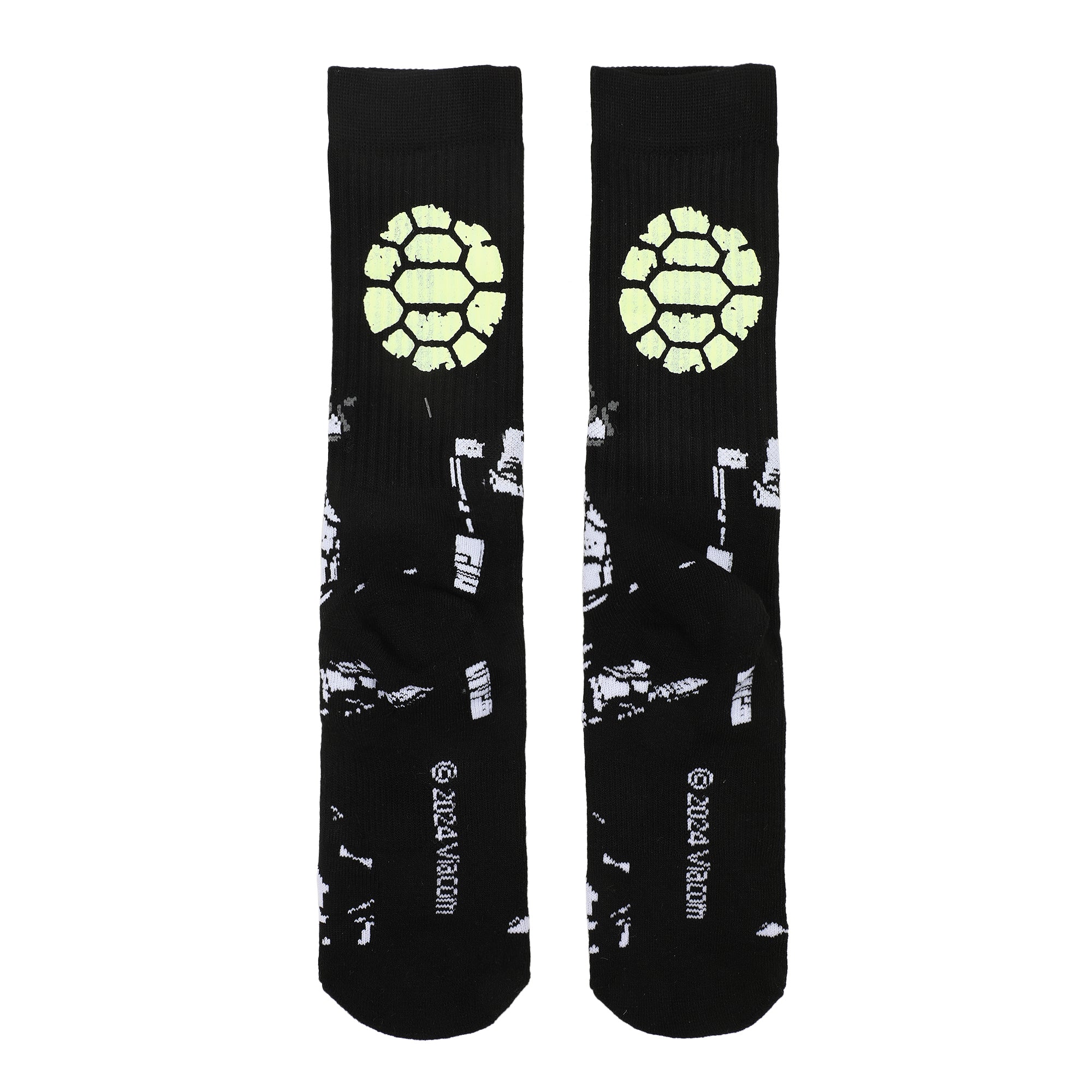 Teenage Mutant Ninja Turtles UV Color Change Turtle Power Men's Black Athletic Crew Sock