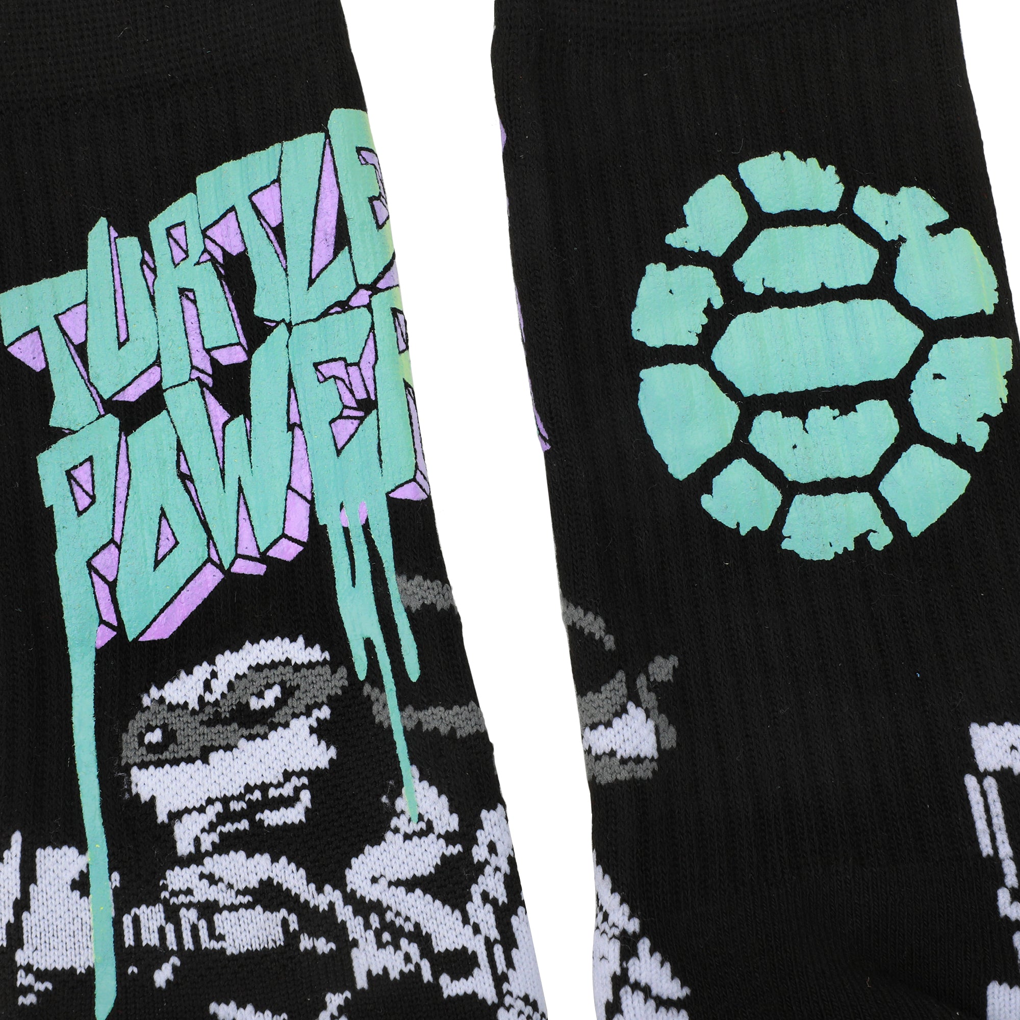Teenage Mutant Ninja Turtles UV Color Change Turtle Power Men's Black Athletic Crew Sock