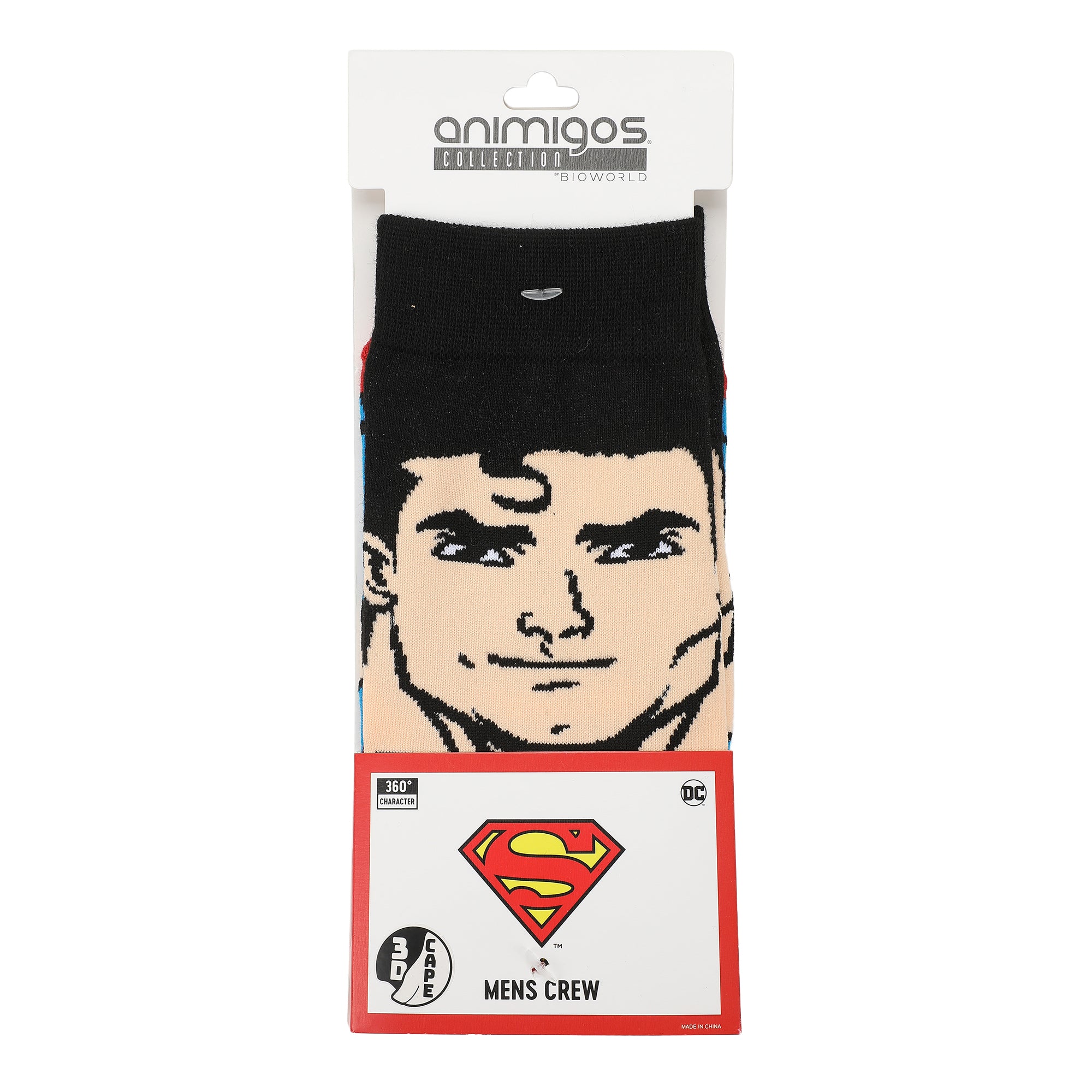 Superman Men's Casual Crew Socks With Cape Attachments