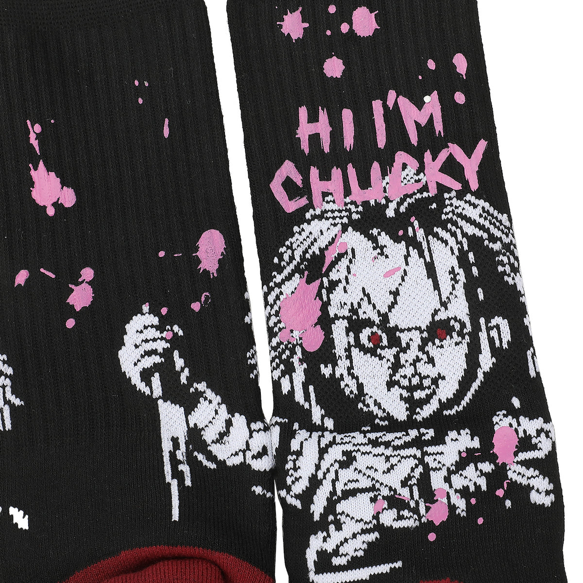 Chucky UV Color Change Hi I'm Chucky Men's Black Athletic Crew Socks