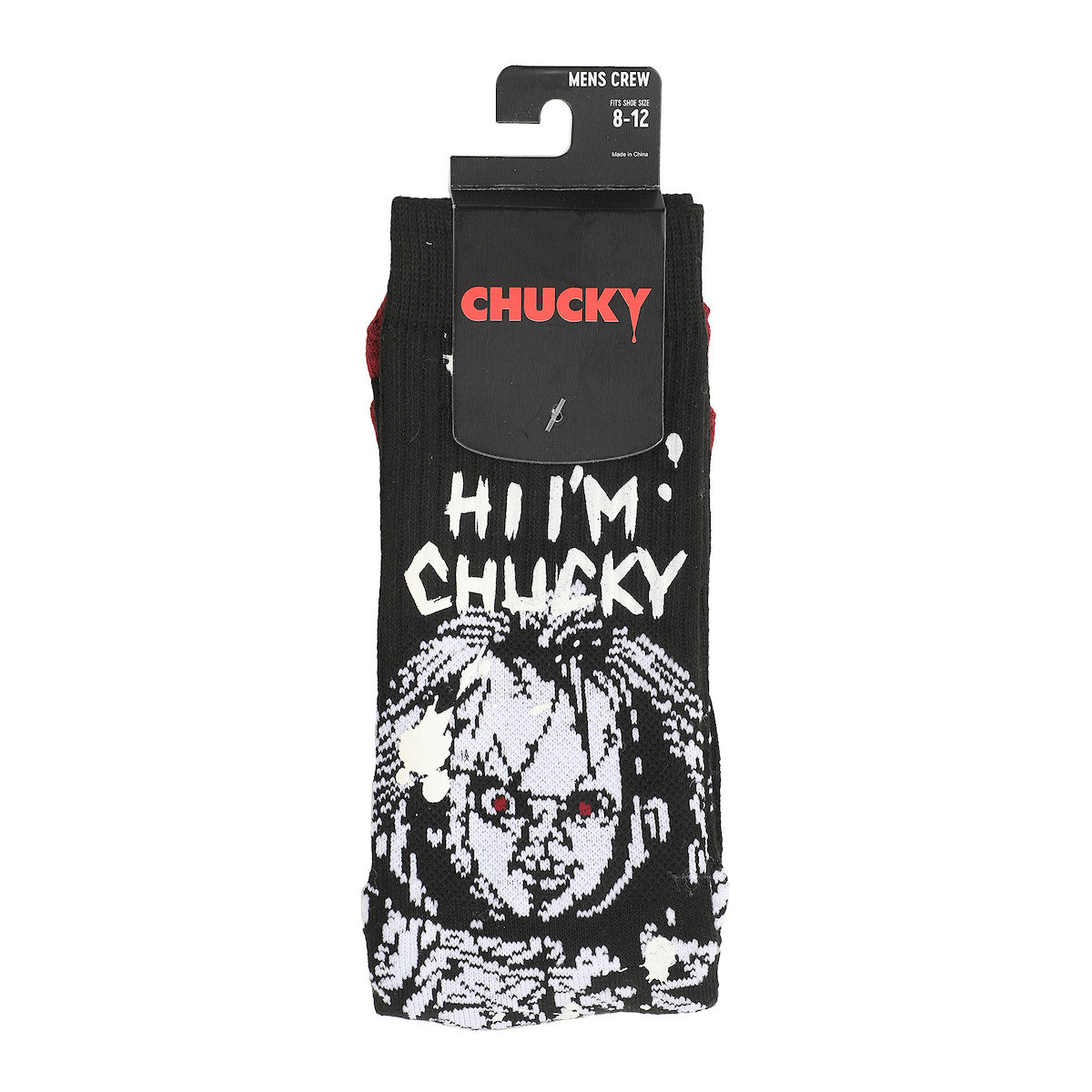 Chucky UV Color Change Hi I'm Chucky Men's Black Athletic Crew Socks