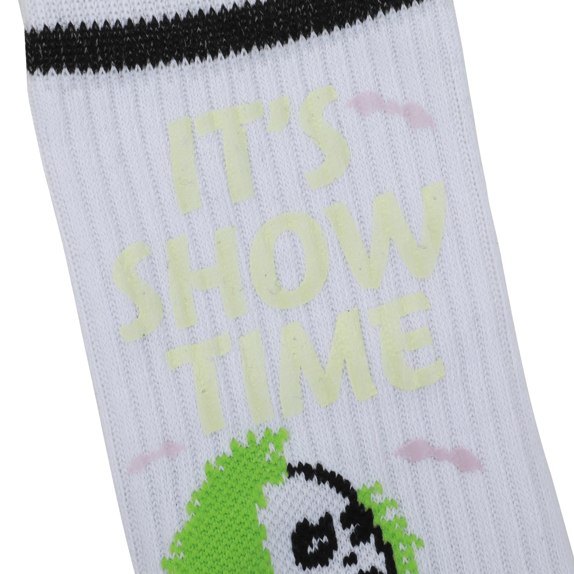 Beetlejuice UV Color Change Betelgeuse Adult White Athletic Crew Socks