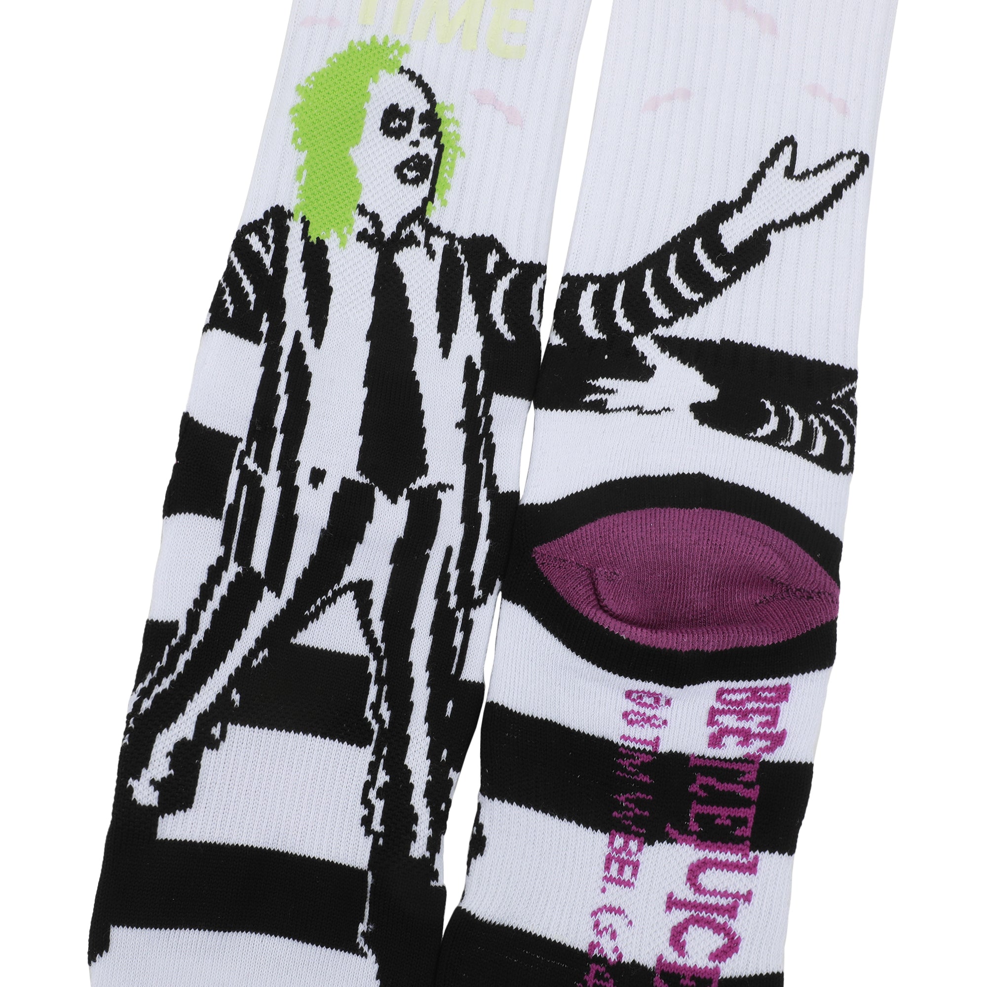 Beetlejuice UV Color Change Betelgeuse Adult White Athletic Crew Socks