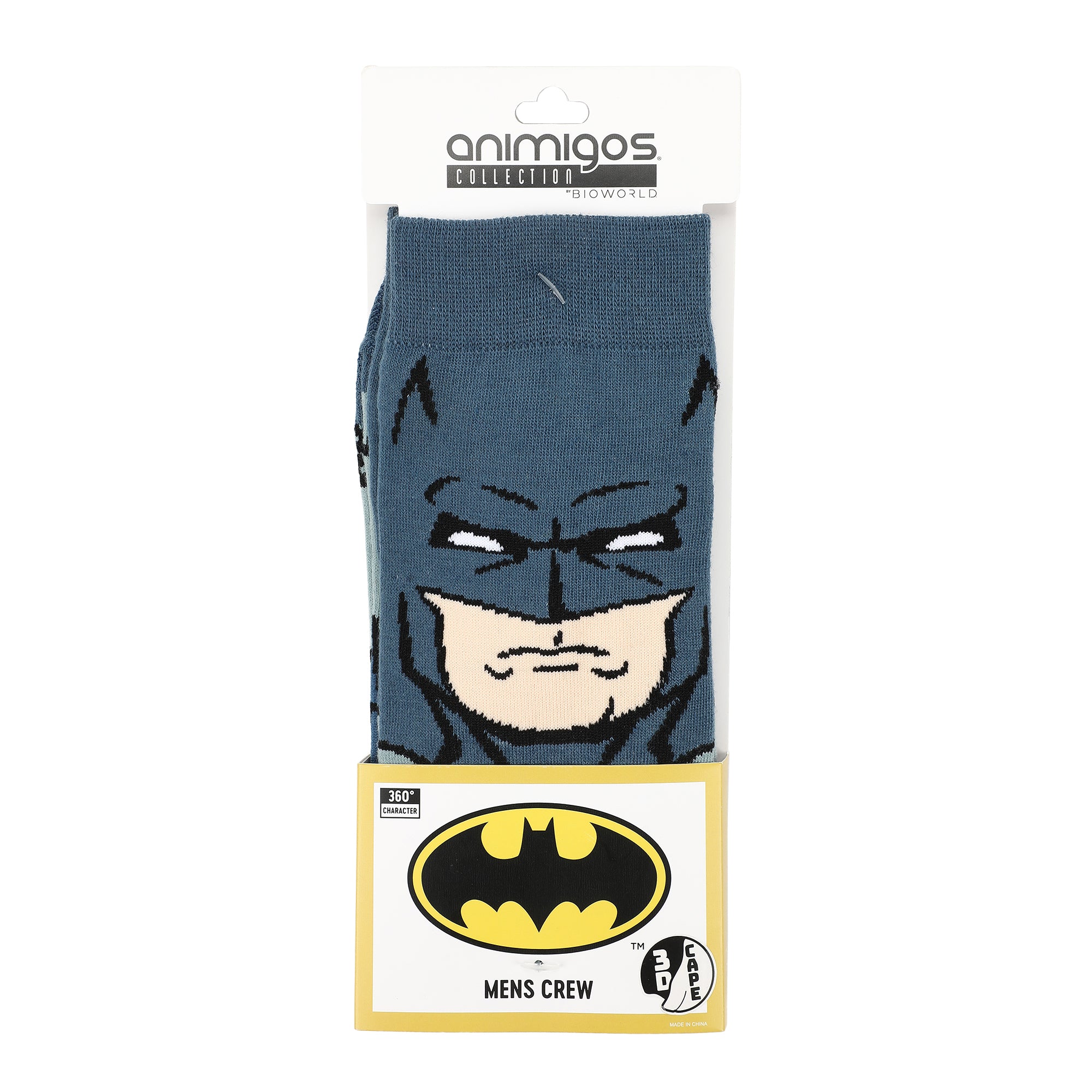 Batman Adult Gray Casual Crew Socks With Cape Attachments-OSFA