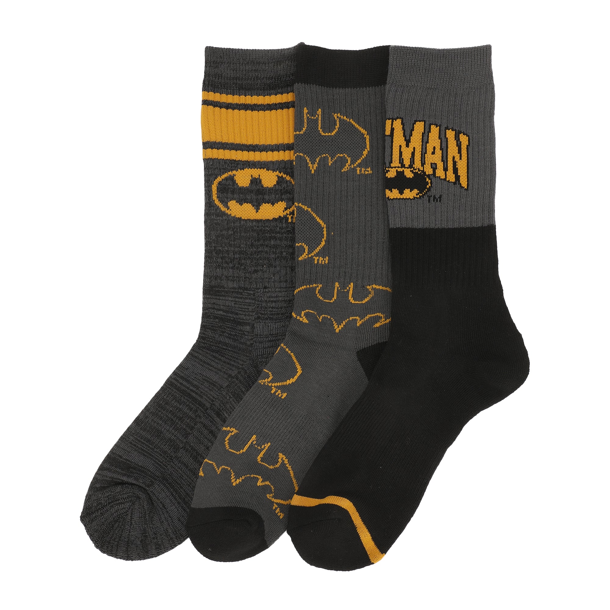 Batman Logo Play Mens Athletic Crew Socks 3 Pack