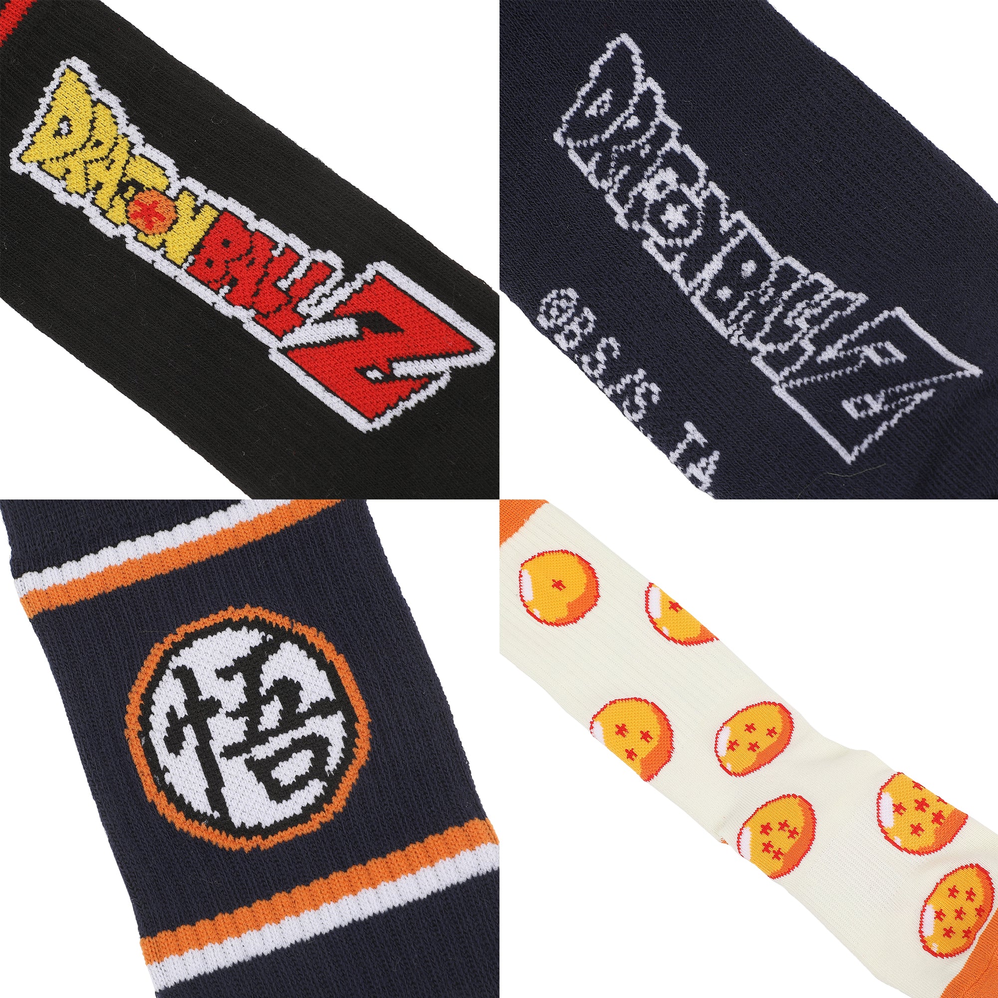 Dragon Ball Z Stripe AOP and Logo Mens Athletic Crew Socks 3 Pack