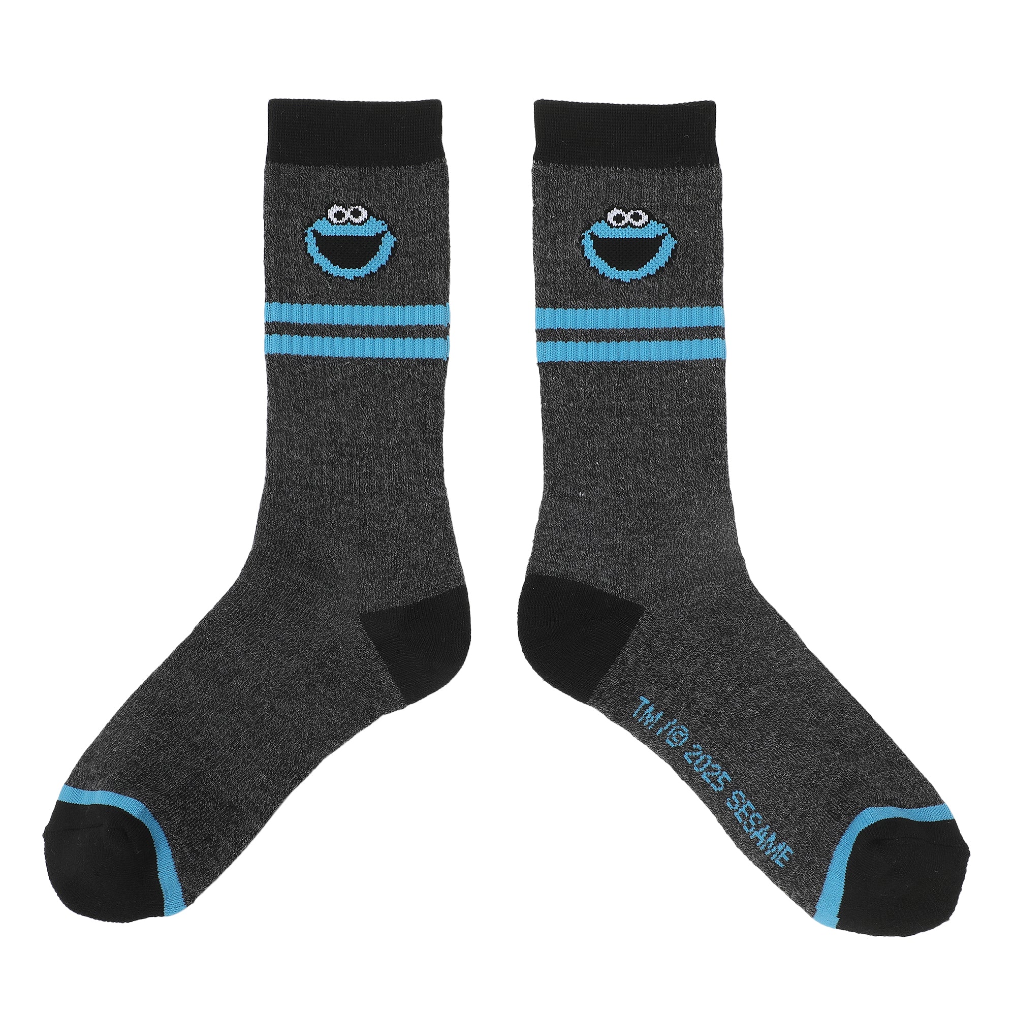 Sesame Street Cookie Monster Men's 3-Pair Pack Athletic Crew Socks