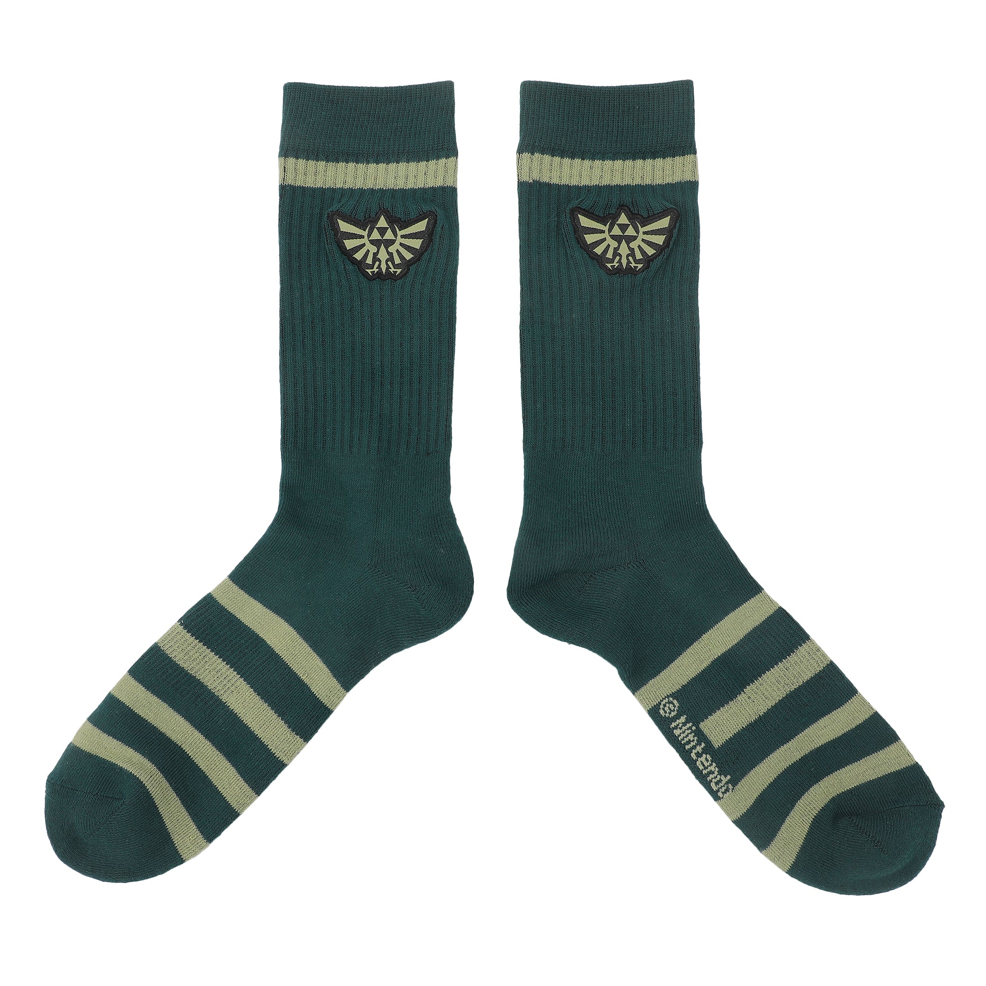 The Legend Of Zelda Embroidered Hylian Crest Men's Green Casual Crew Socks