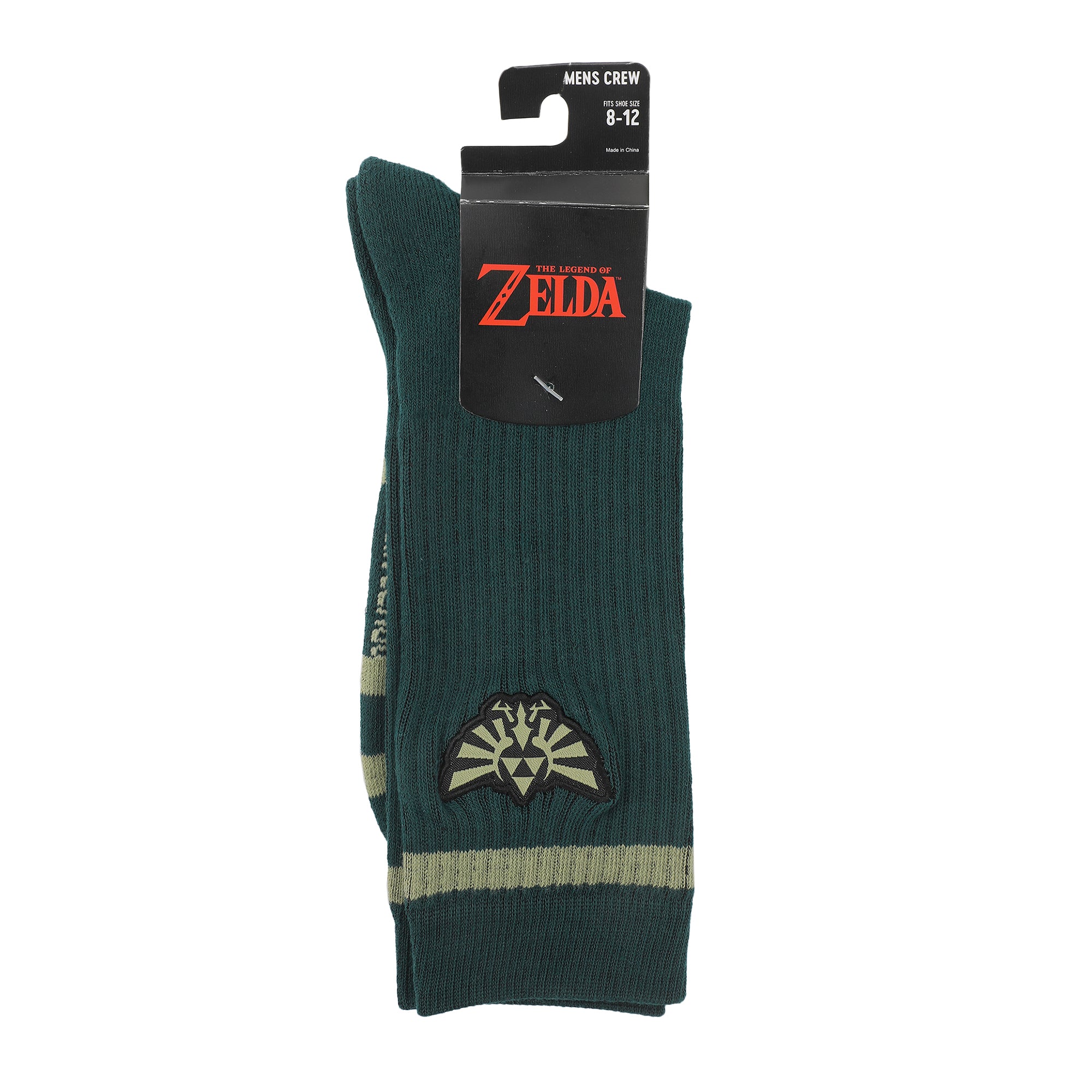 The Legend Of Zelda Embroidered Hylian Crest Men's Green Casual Crew Socks