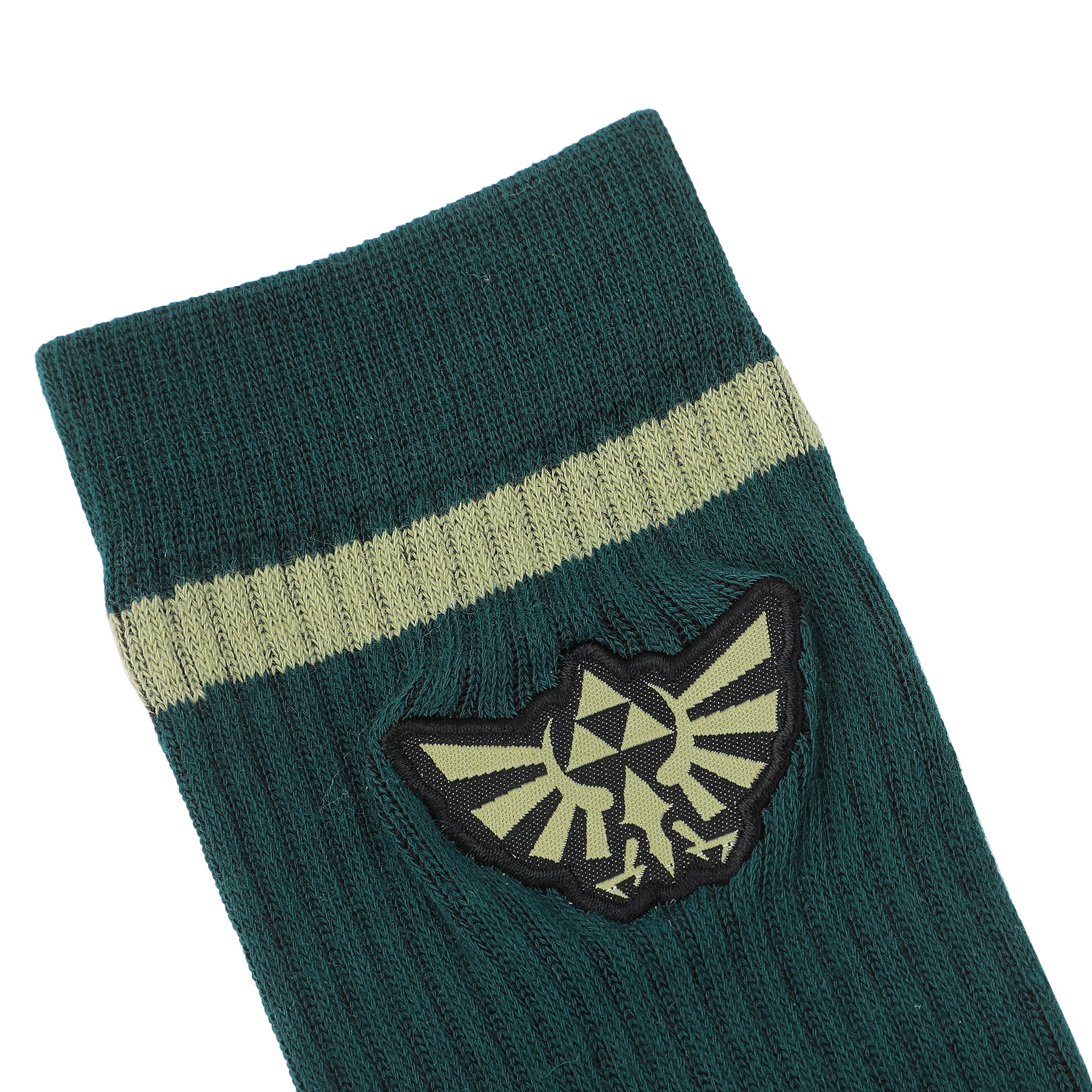 The Legend Of Zelda Embroidered Hylian Crest Men's Green Casual Crew Socks