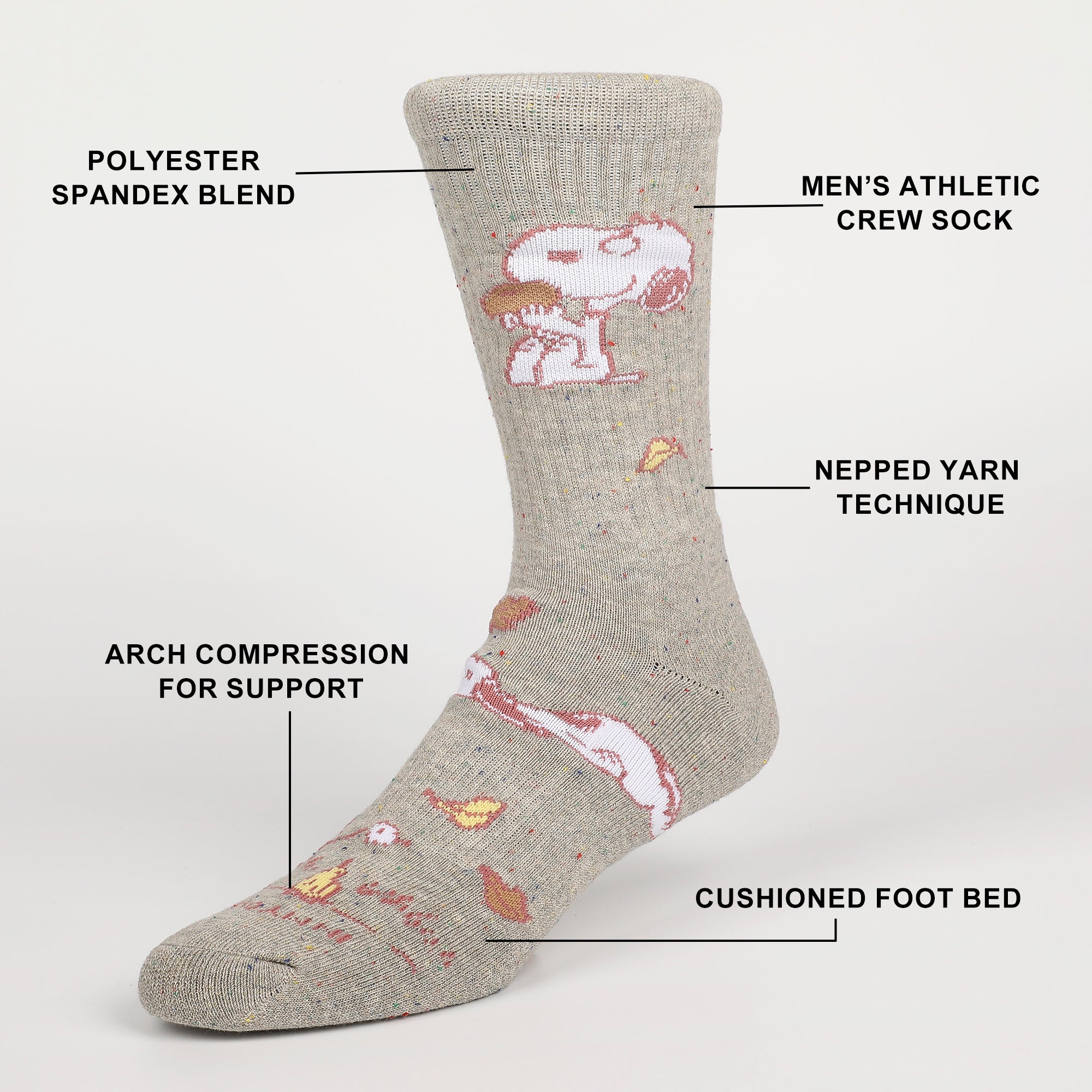 Peanuts In My Own World Mens Athletic Crew Socks