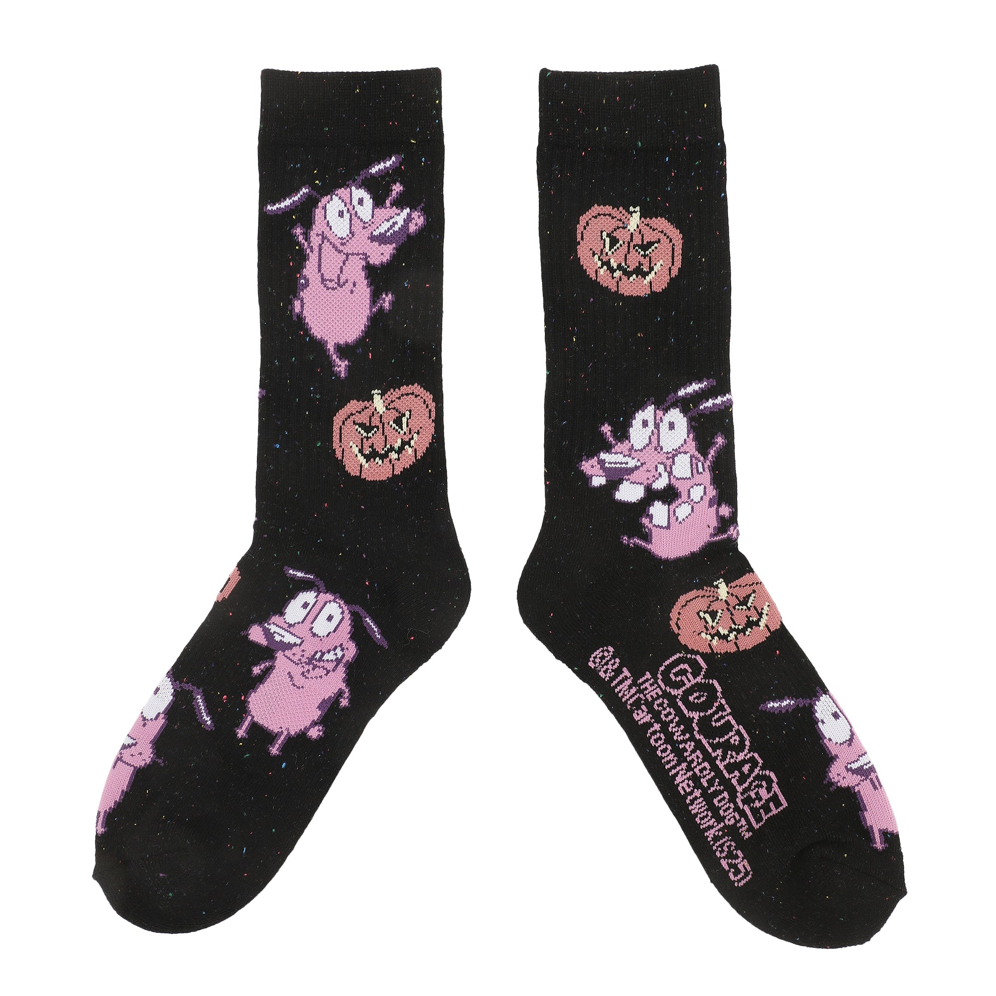 Courage The Cowardly Dog Mixed Character Art Pumpkin AOP Mens Athletic Crew Socks
