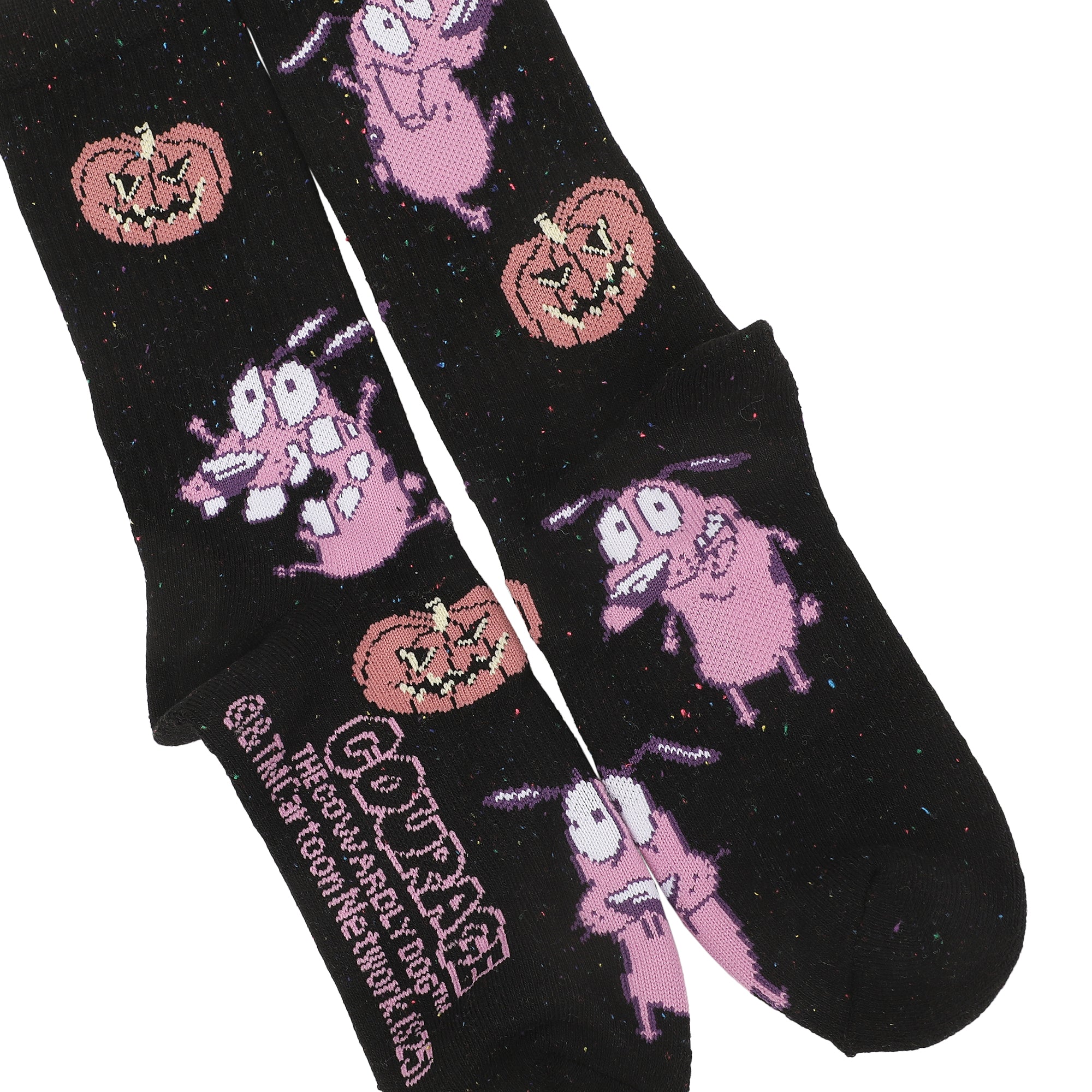 Courage The Cowardly Dog Mixed Character Art Pumpkin AOP Mens Athletic Crew Socks