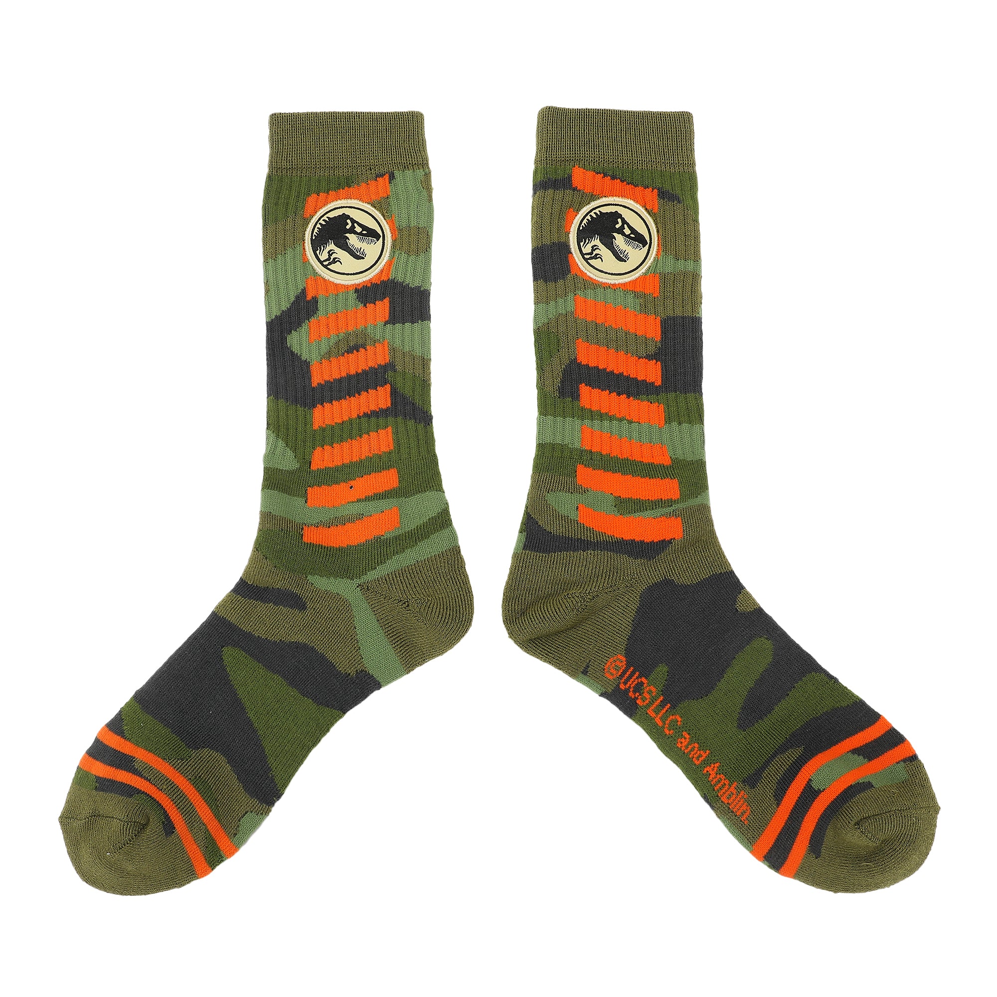 Jurassic Park Camo Dinosaur Men's Athletic Crew Socks
