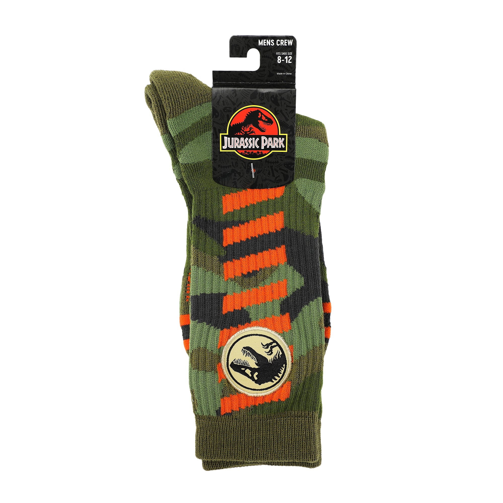 Jurassic Park Camo Dinosaur Men's Athletic Crew Socks