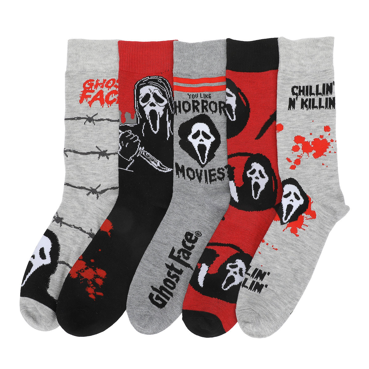 Ghostface You Like Horror Movies? Character Art And Icons Men's 5-Pack Casual Crew Socks