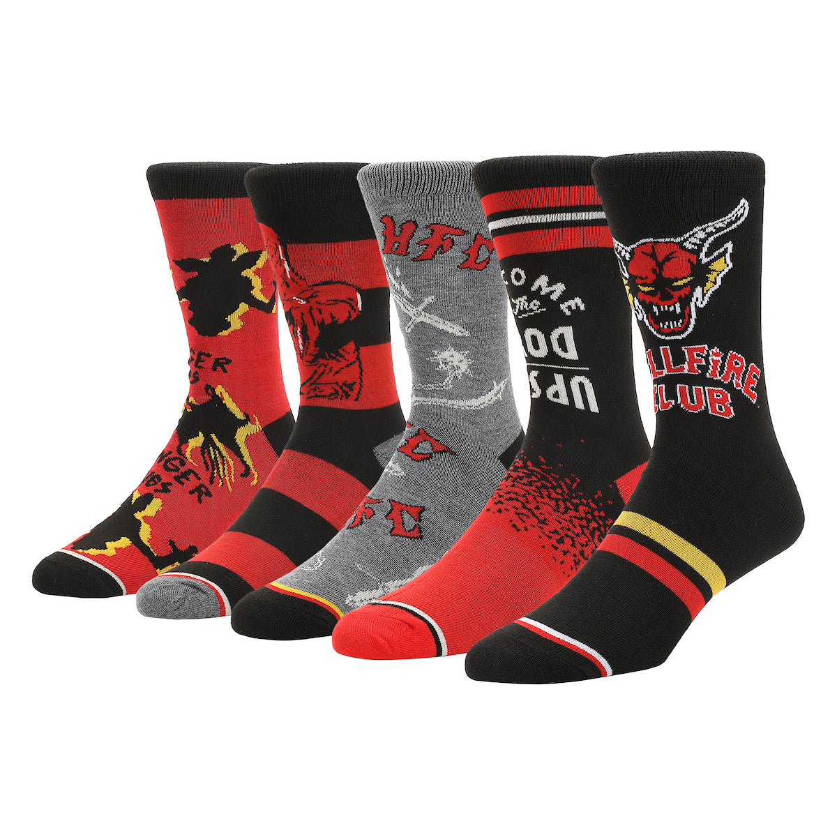 Stranger Things Mixed Character and Icons Men's 5-Pack Casual Crew Socks