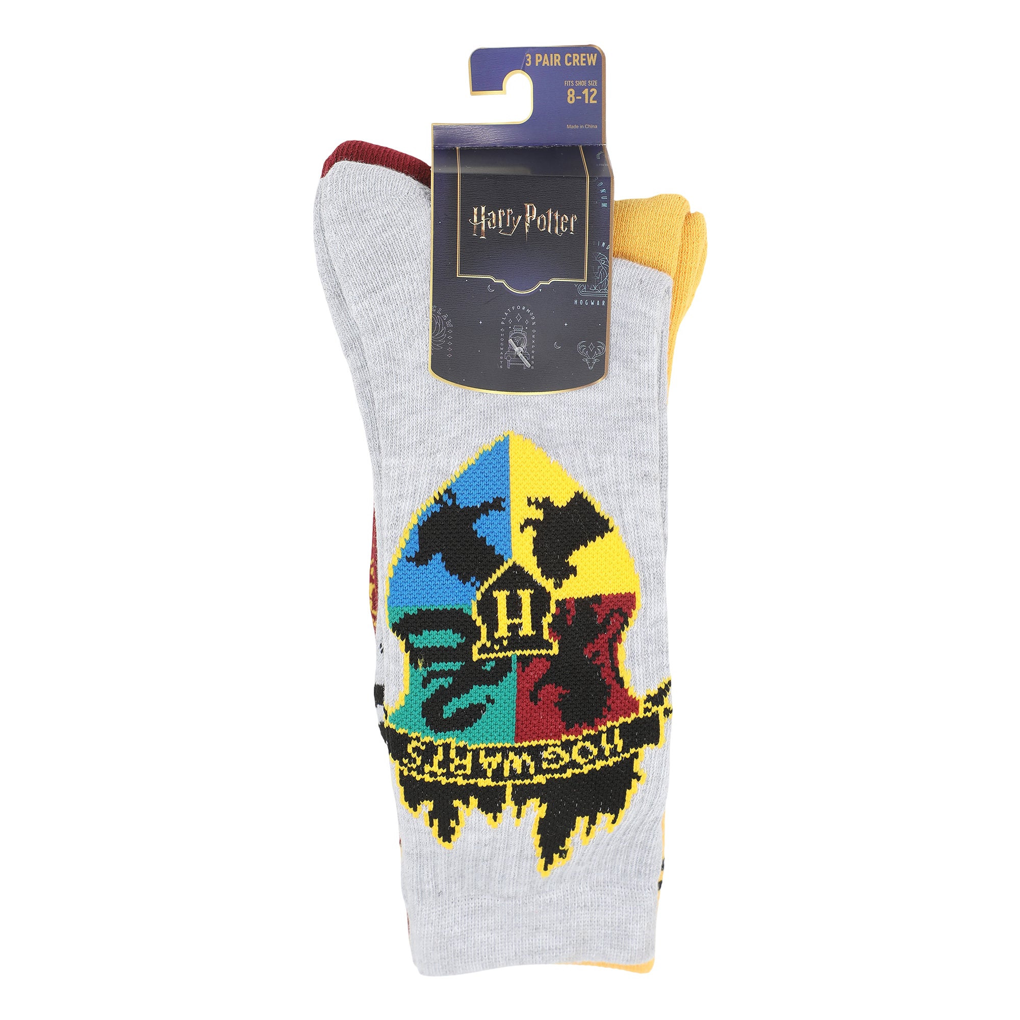 Harry Potter Quidditch Men's 3-Pair Pack Athletic Crew Socks