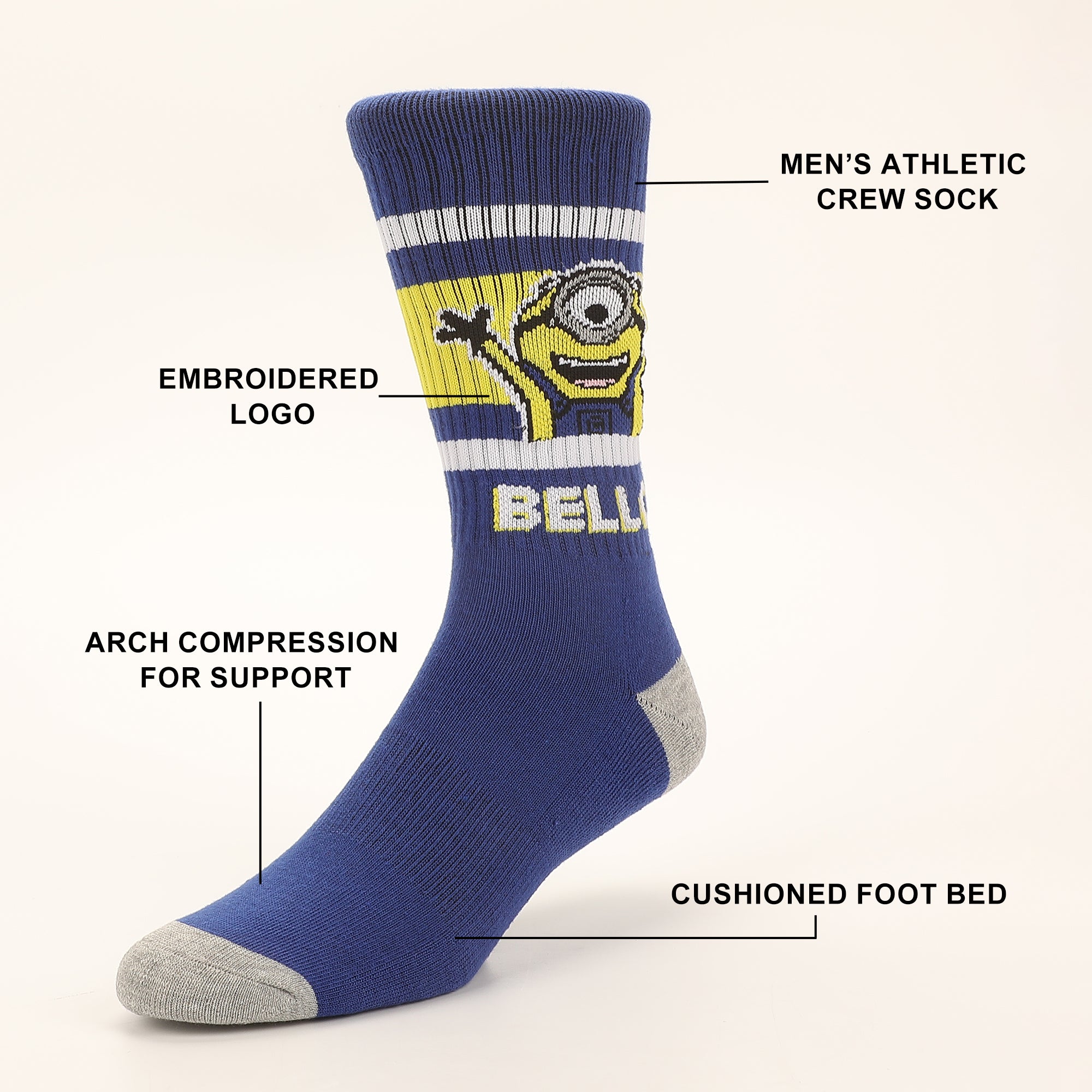 Minions Minion Bello Mens Athletic Crew Socks