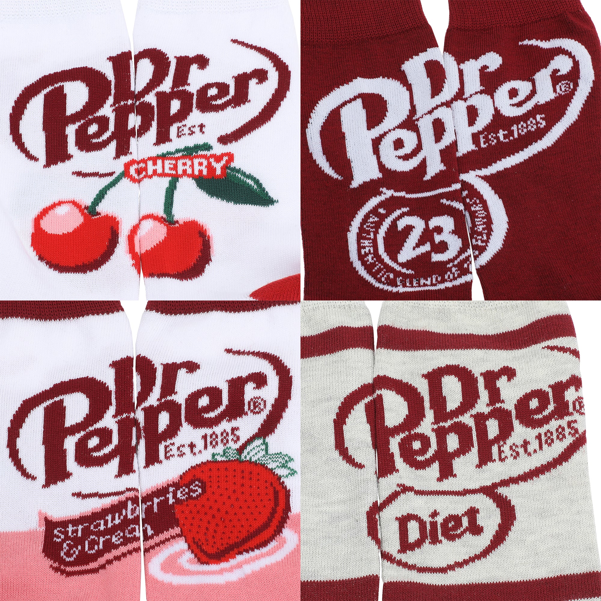 Dr Pepper Variety Logos Men’s 5-Pair Pack Casual Crew Socks