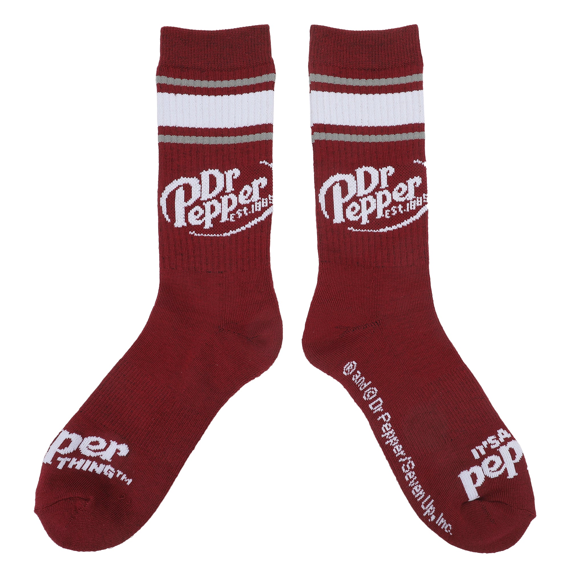 Dr Pepper Classic Logo Maroon Men's Athletic Crew Socks