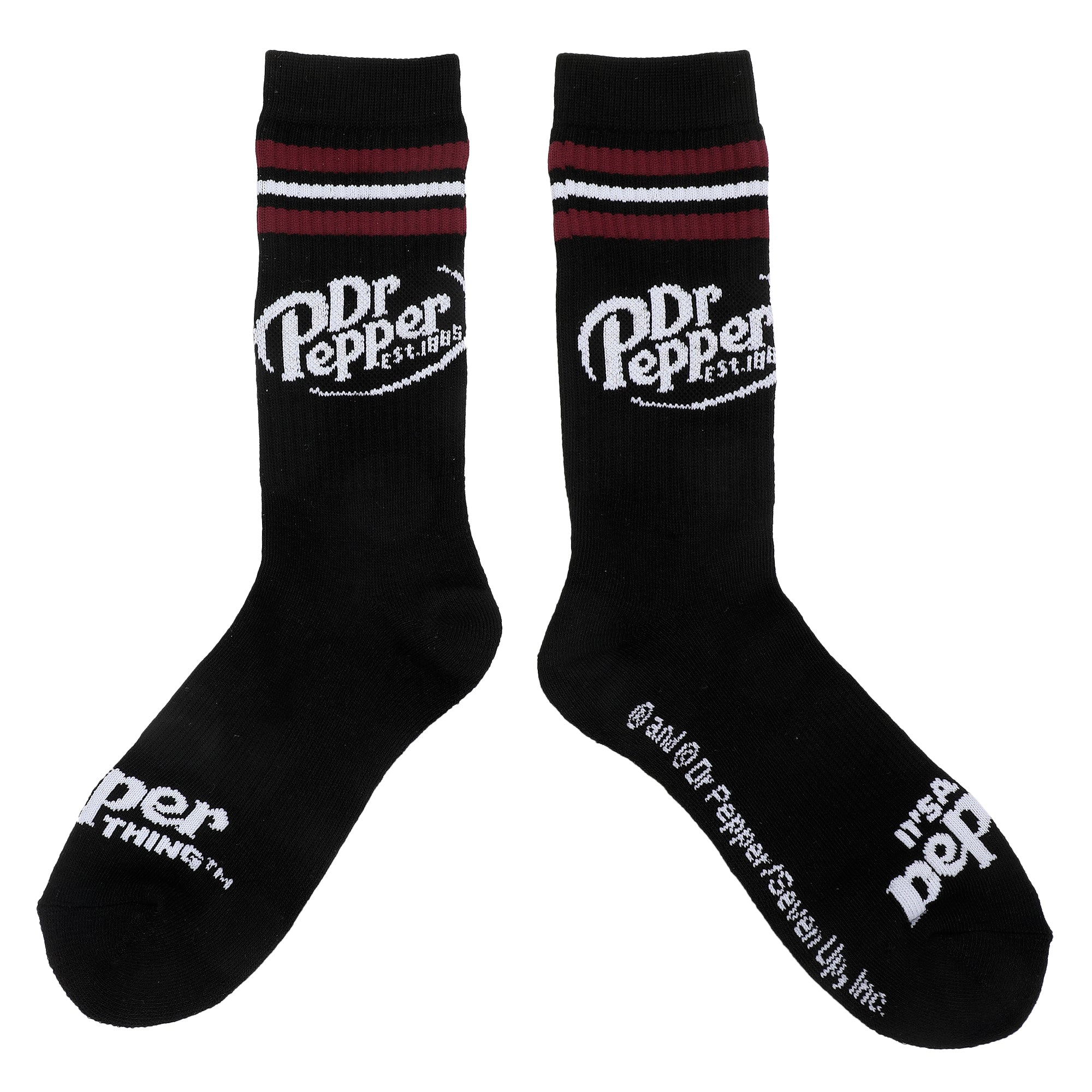 Dr Pepper Classic Logo Black Men's Athletic Crew Socks