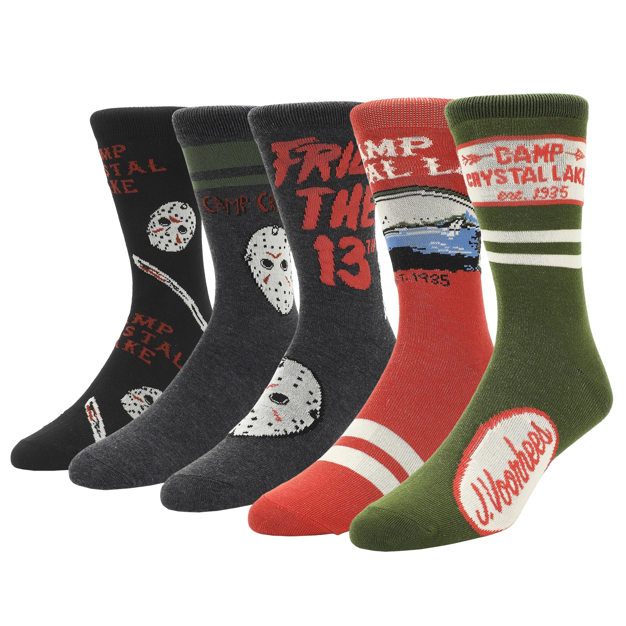 Friday The 13th Camp Crystal Lake 5 Pack Crew Socks