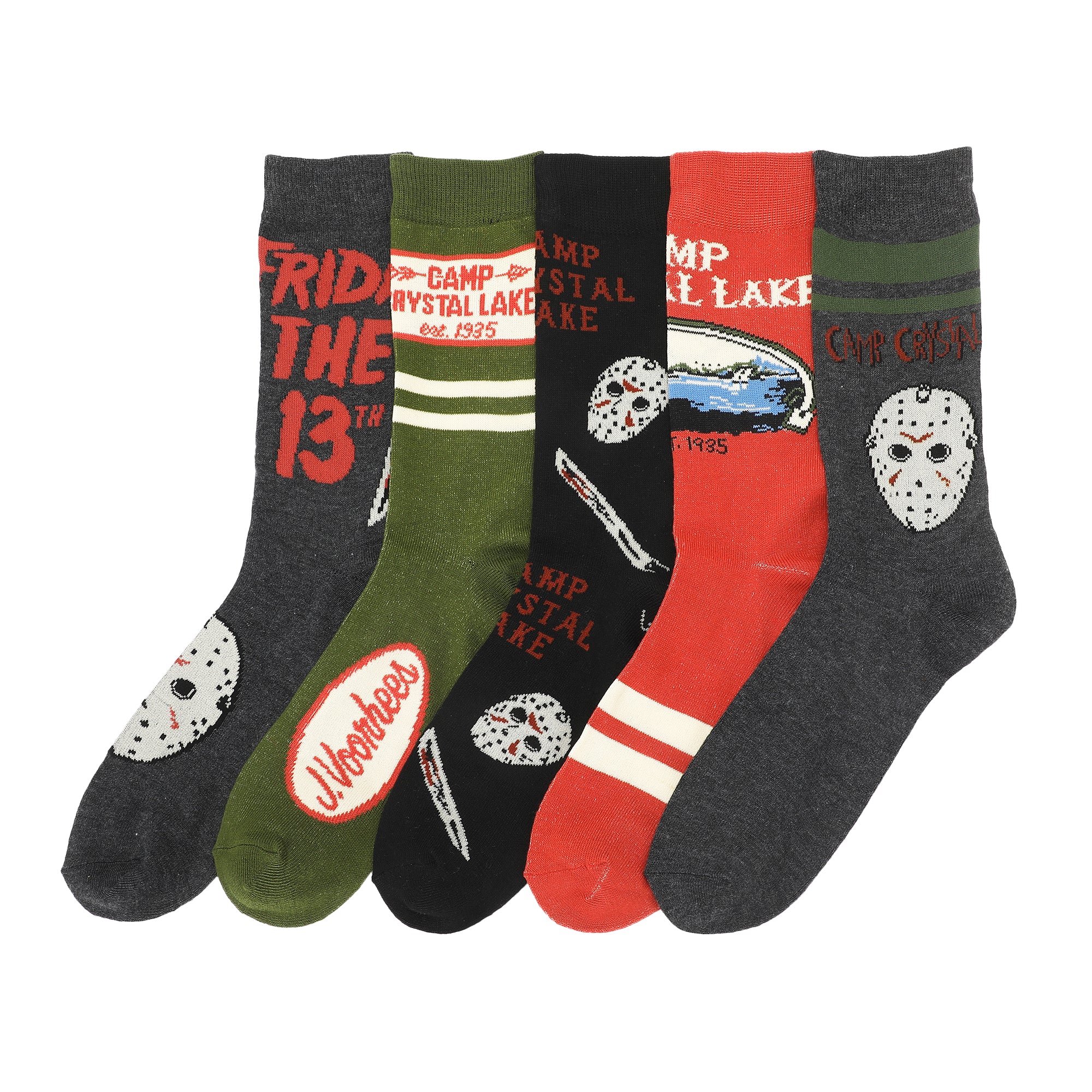 Friday The 13th Camp Crystal Lake 5 Pack Crew Socks