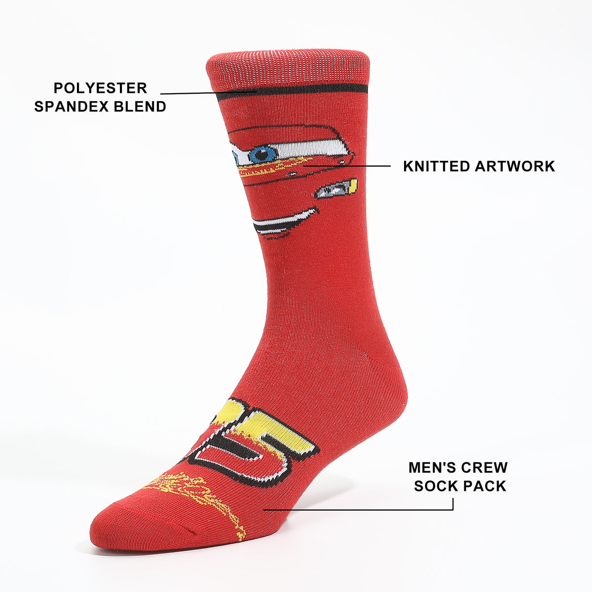 Cars Lightning McQueen Crew Sock for Adult Men