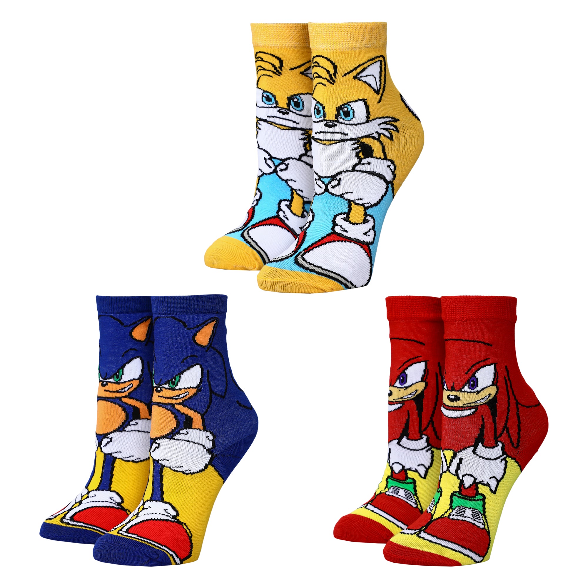 Sonic The Hedgehog Characters Youth 3-Pack 360 Crew Socks