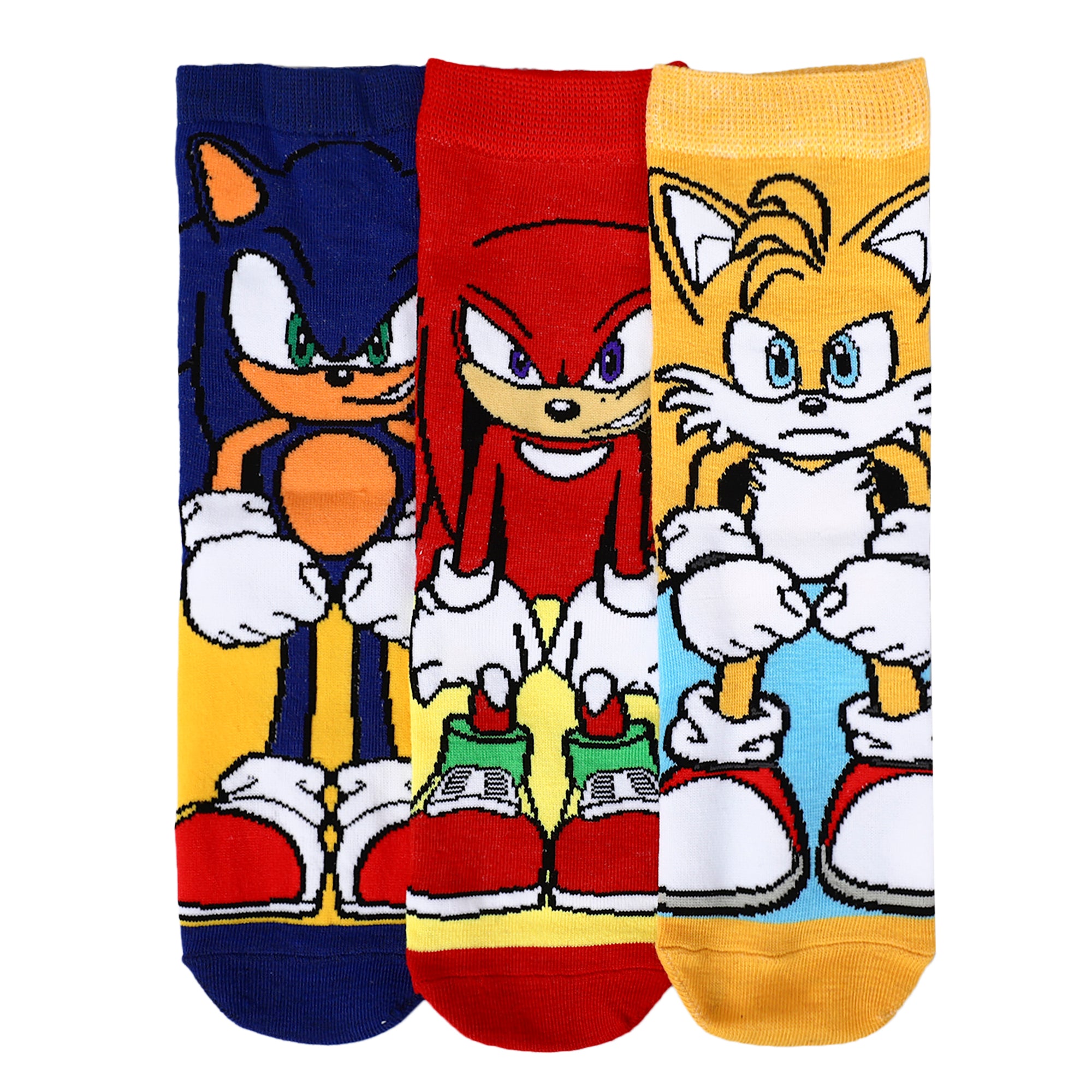 Sonic The Hedgehog Characters Youth 3-Pack 360 Crew Socks