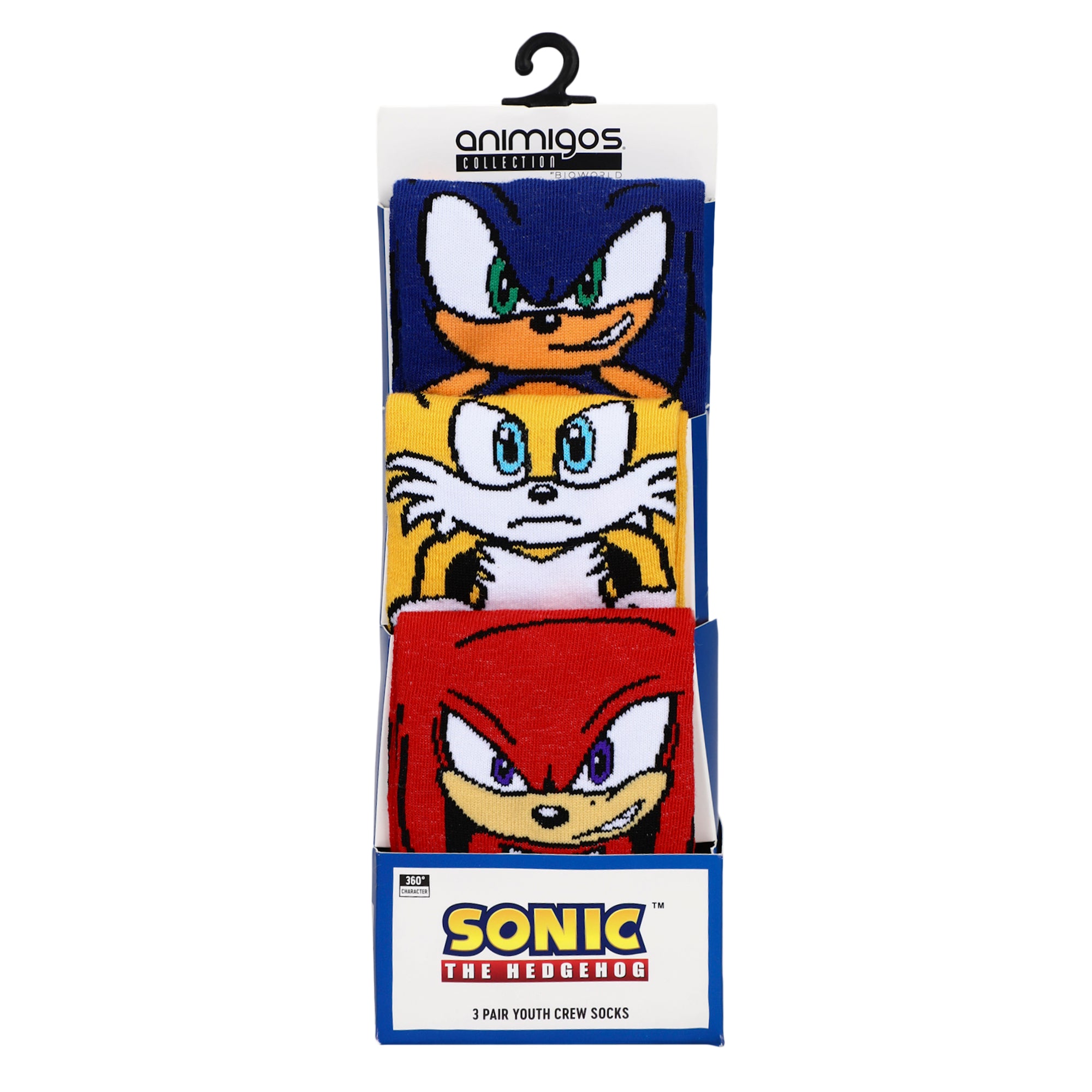 Sonic The Hedgehog Characters Youth 3-Pack 360 Crew Socks